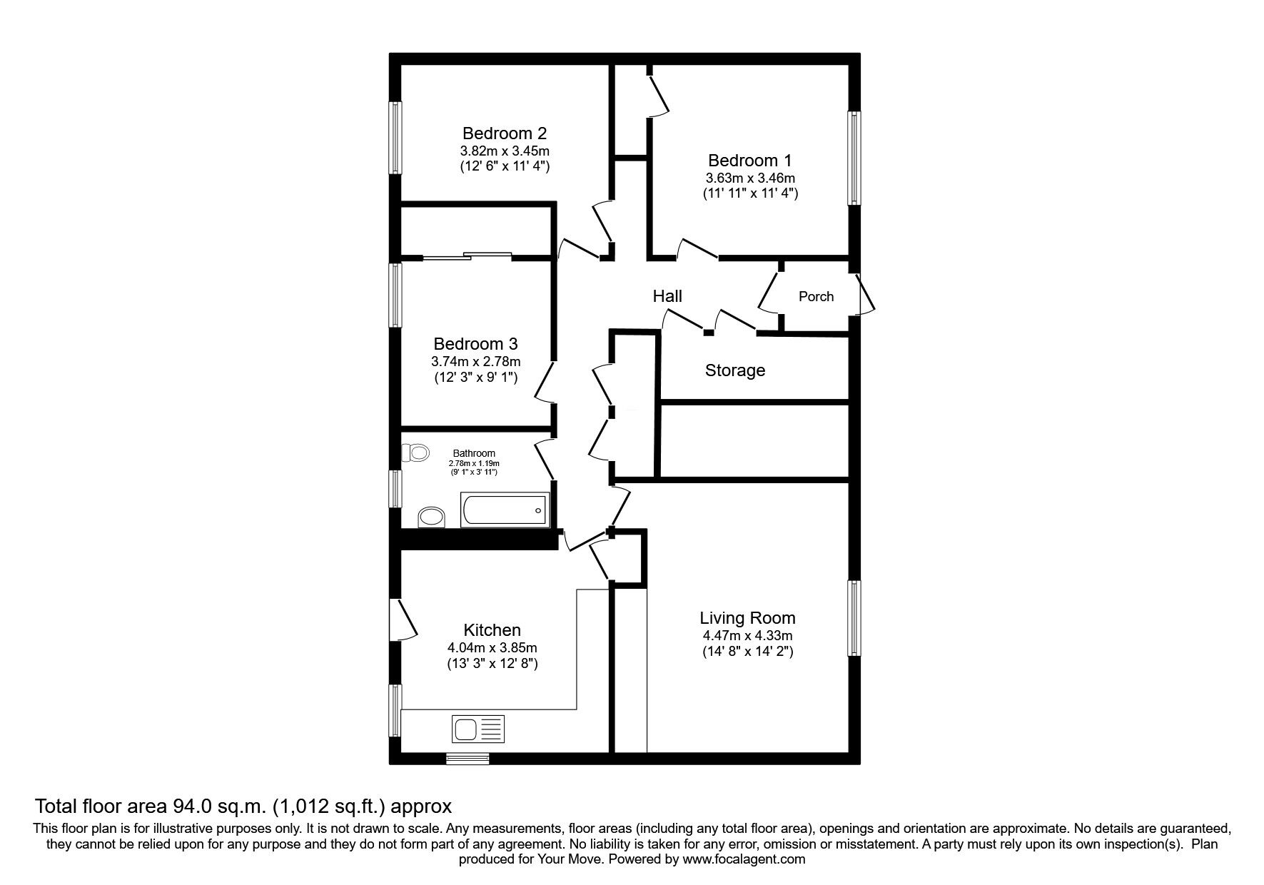 Floorplan of 3 bedroom  Flat for sale, Mount Avenue, Montrose, Angus, DD10