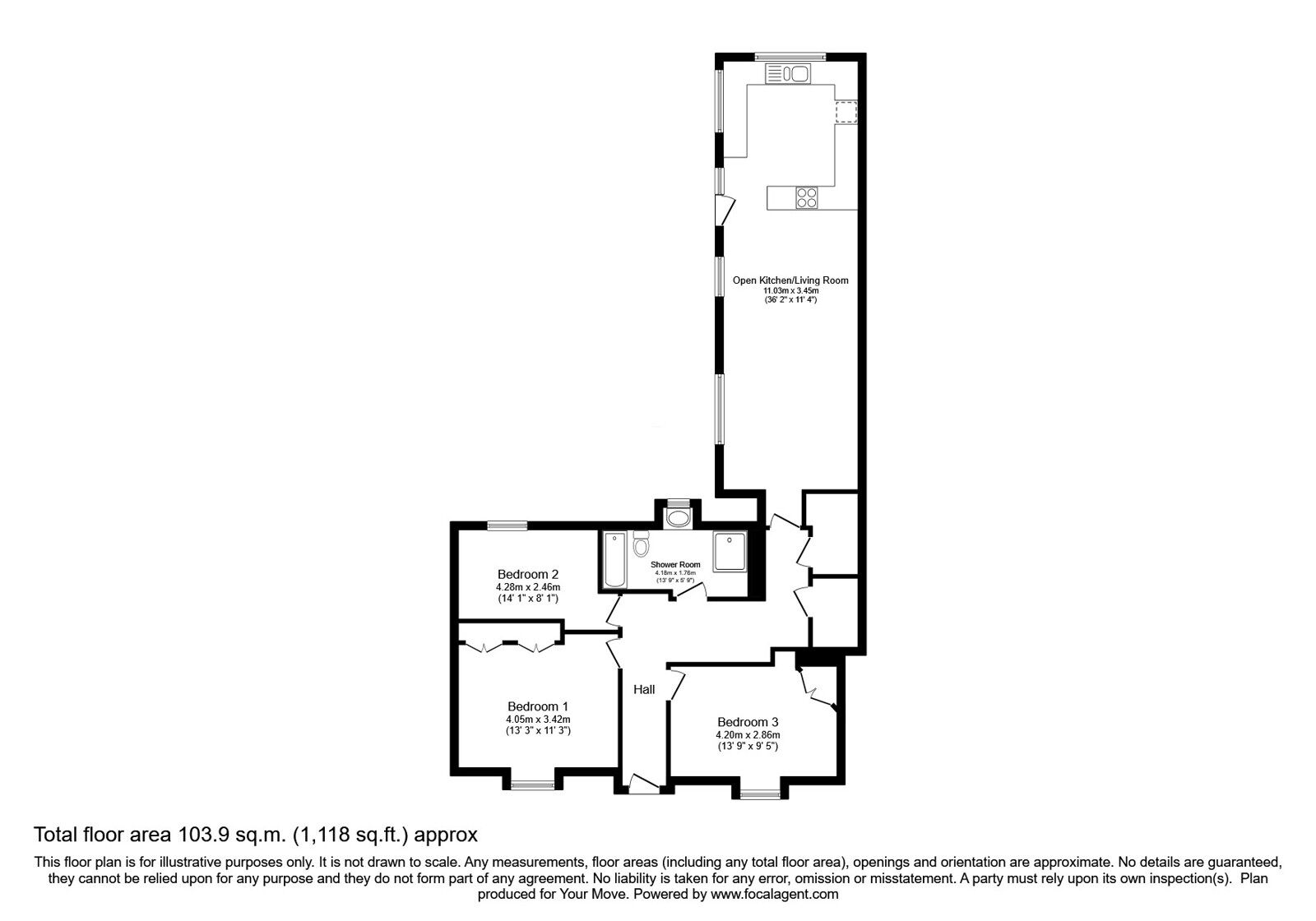 Floorplan of 3 bedroom  Flat for sale, Reform Street, Montrose, Angus, DD10