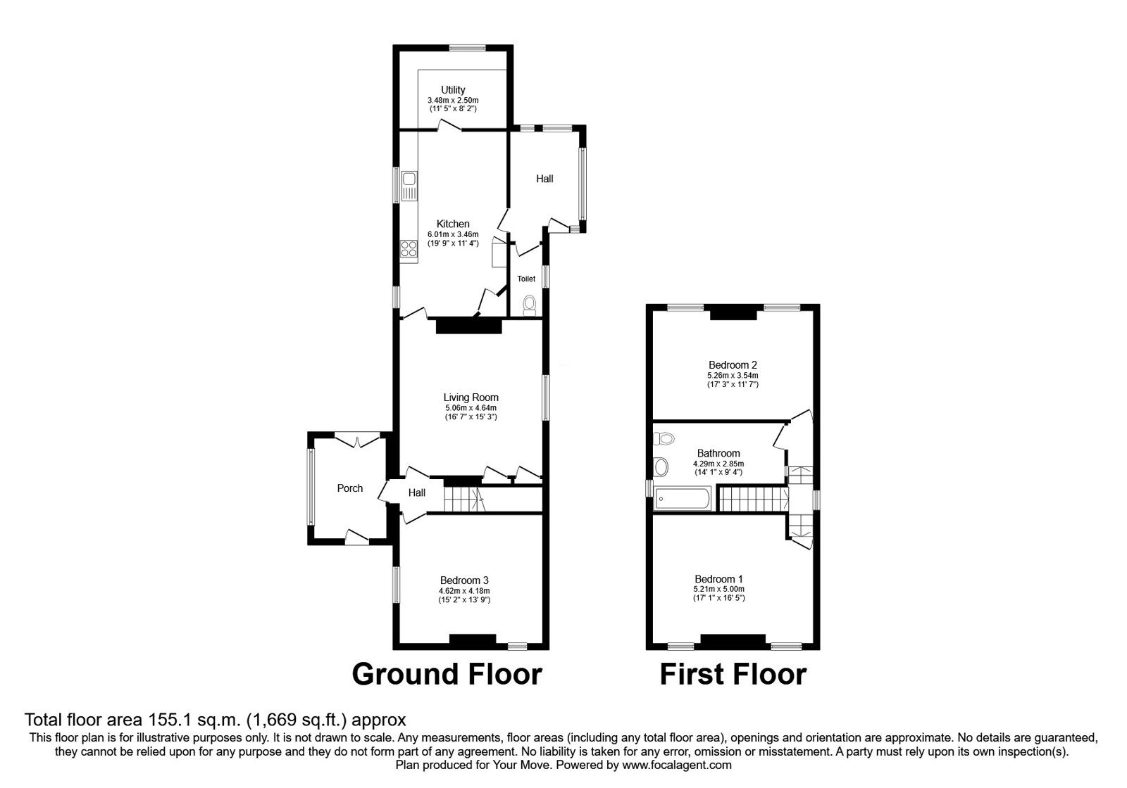 Floorplan of 3 bedroom Detached House for sale, Dunlappie Road, Edzell, Angus, DD9