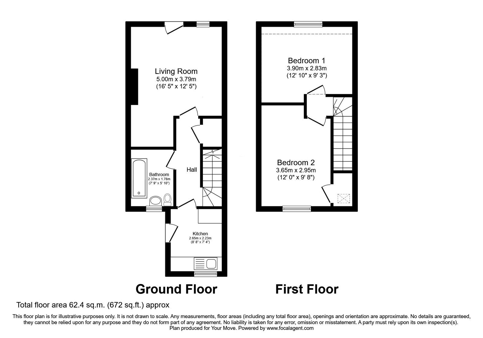 Floorplan of 2 bedroom Mid Terrace House for sale, Bridge Of Dun Station Cottage, Montrose, Angus, DD10