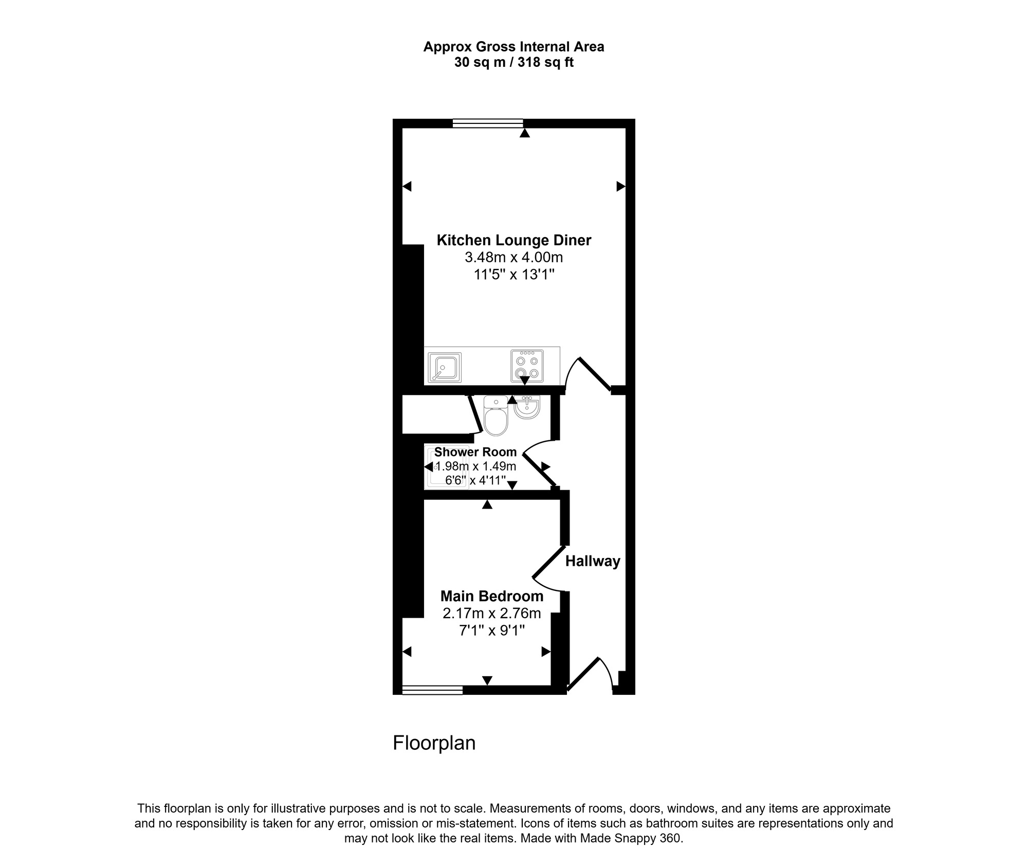 Floorplan of 1 bedroom  Flat for sale, Castle Street, Montrose, Angus, DD10