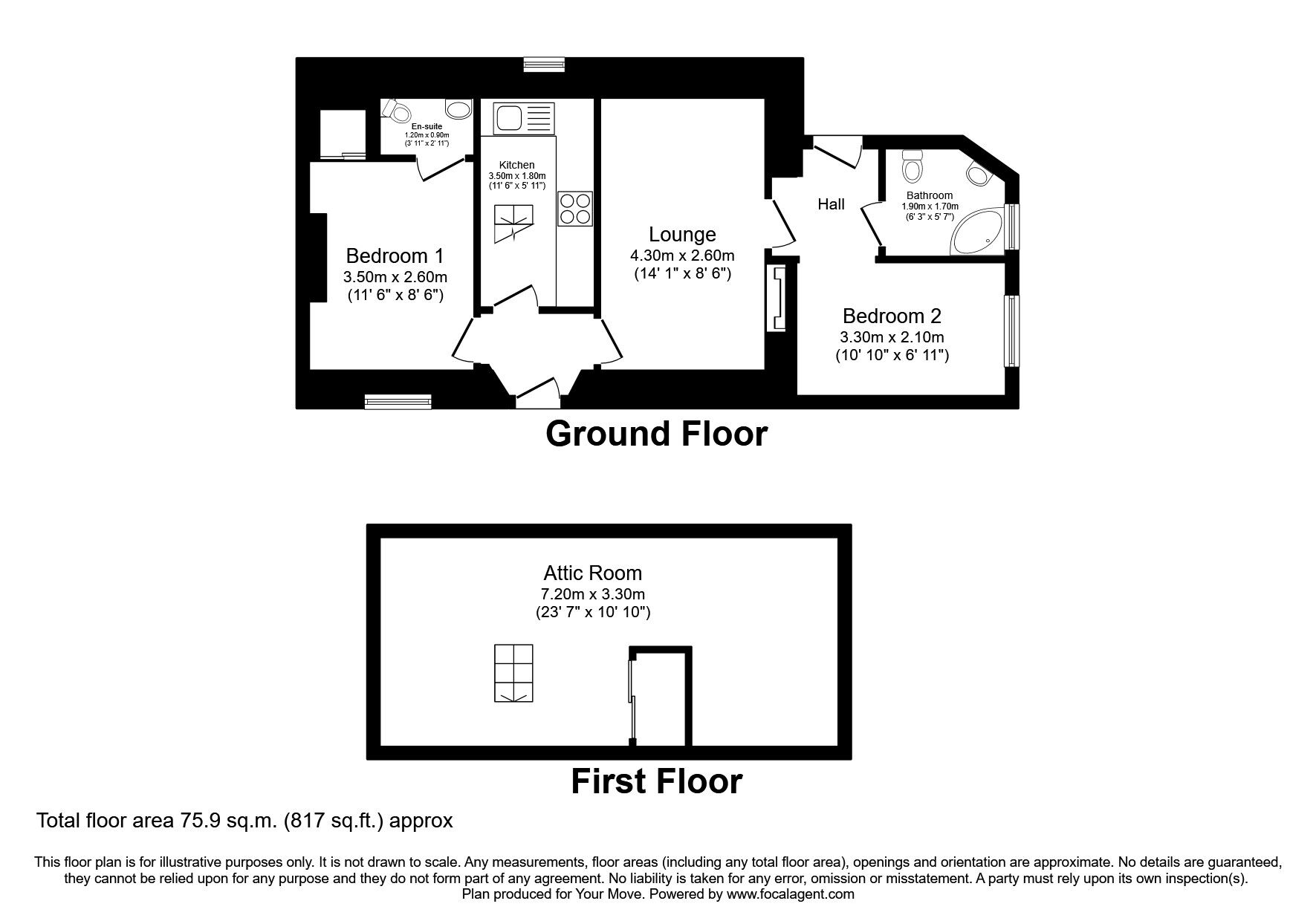 Floorplan of 2 bedroom End Terrace House to rent, Piccadilly, Montrose, Angus, DD10