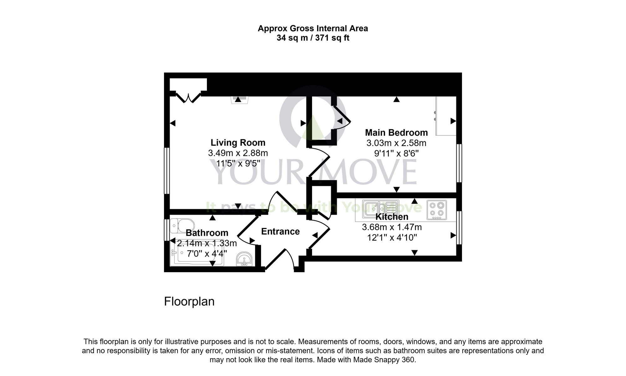 Floorplan of 1 bedroom Flat for sale, Victoria Street, Montrose, Angus, DD10