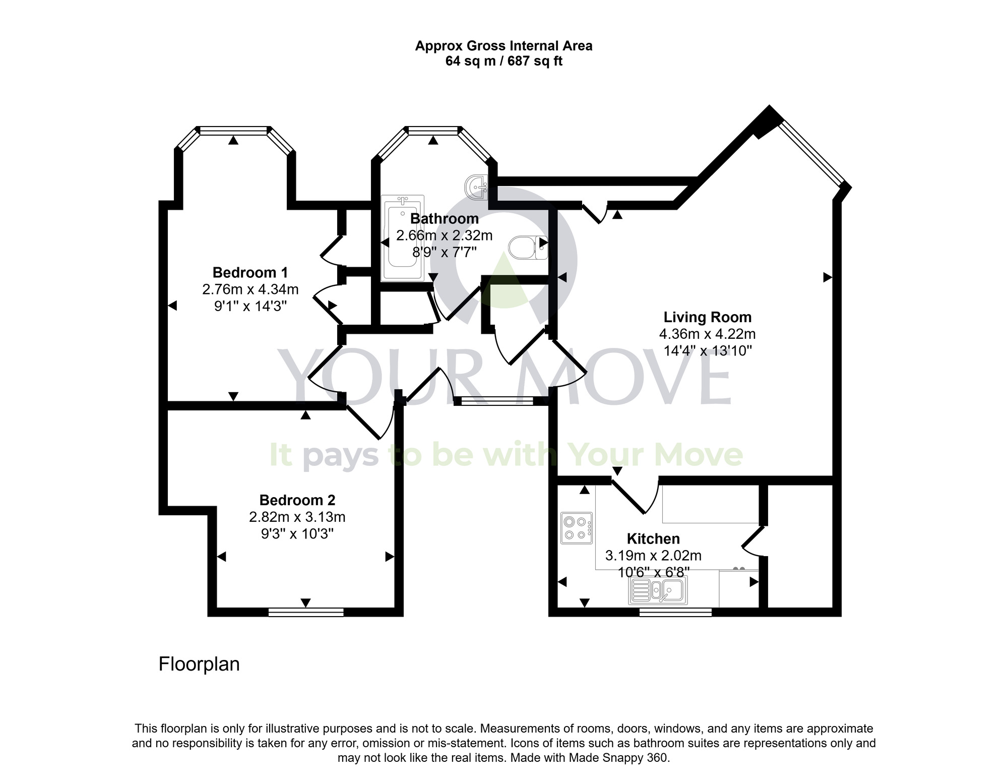 Floorplan of 2 bedroom Flat for sale, St. Ninians Place, Brechin, Angus, DD9