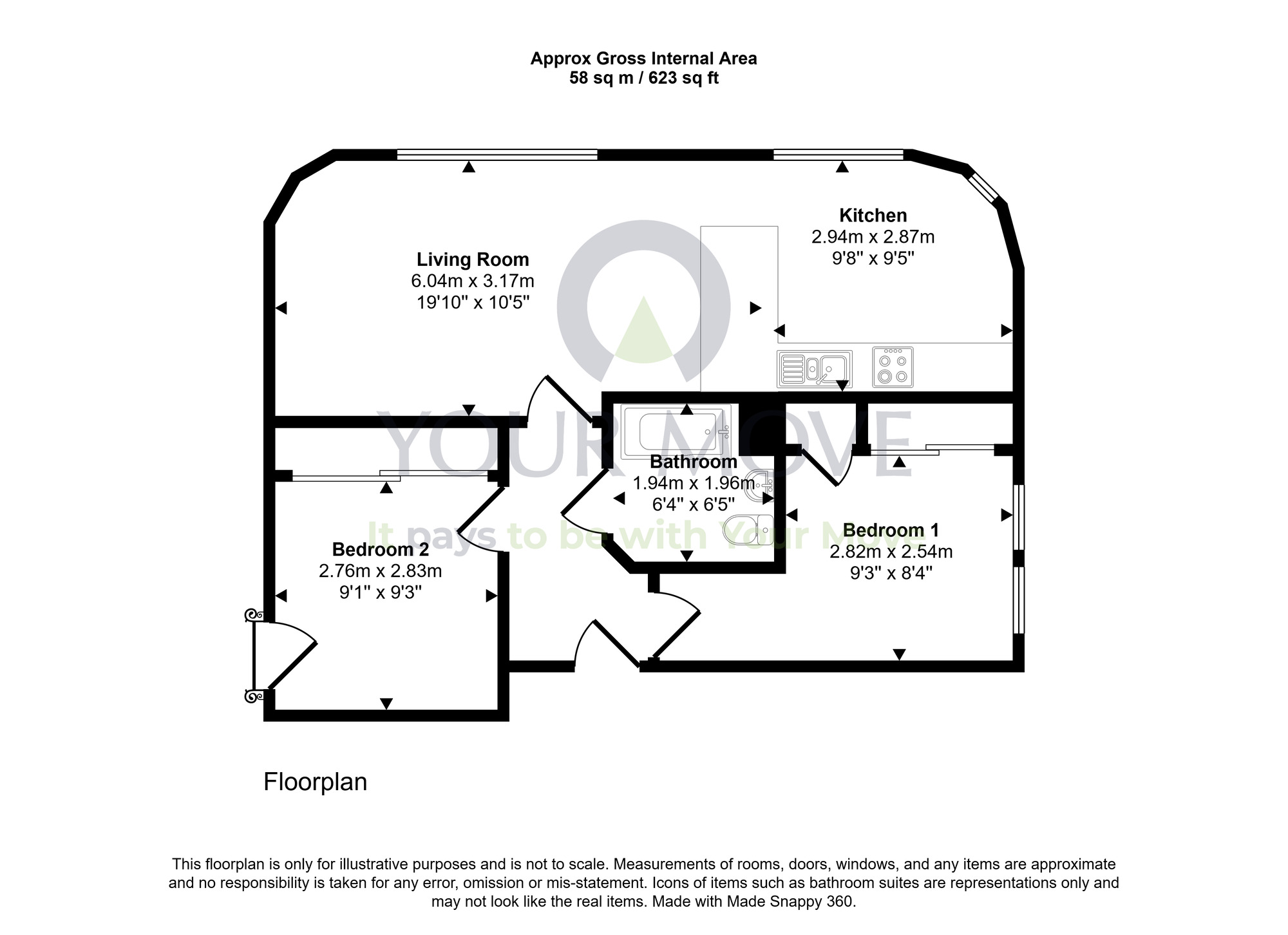 Floorplan of 2 bedroom Flat for sale, Millgate Loan, Arbroath, Angus, DD11