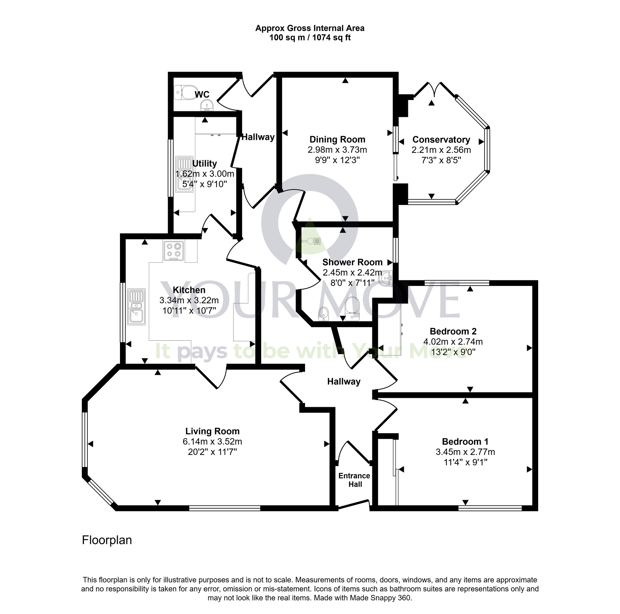 Floorplan of 2 bedroom Semi Detached Bungalow for sale, Eastgate, Friockheim, Angus, DD11