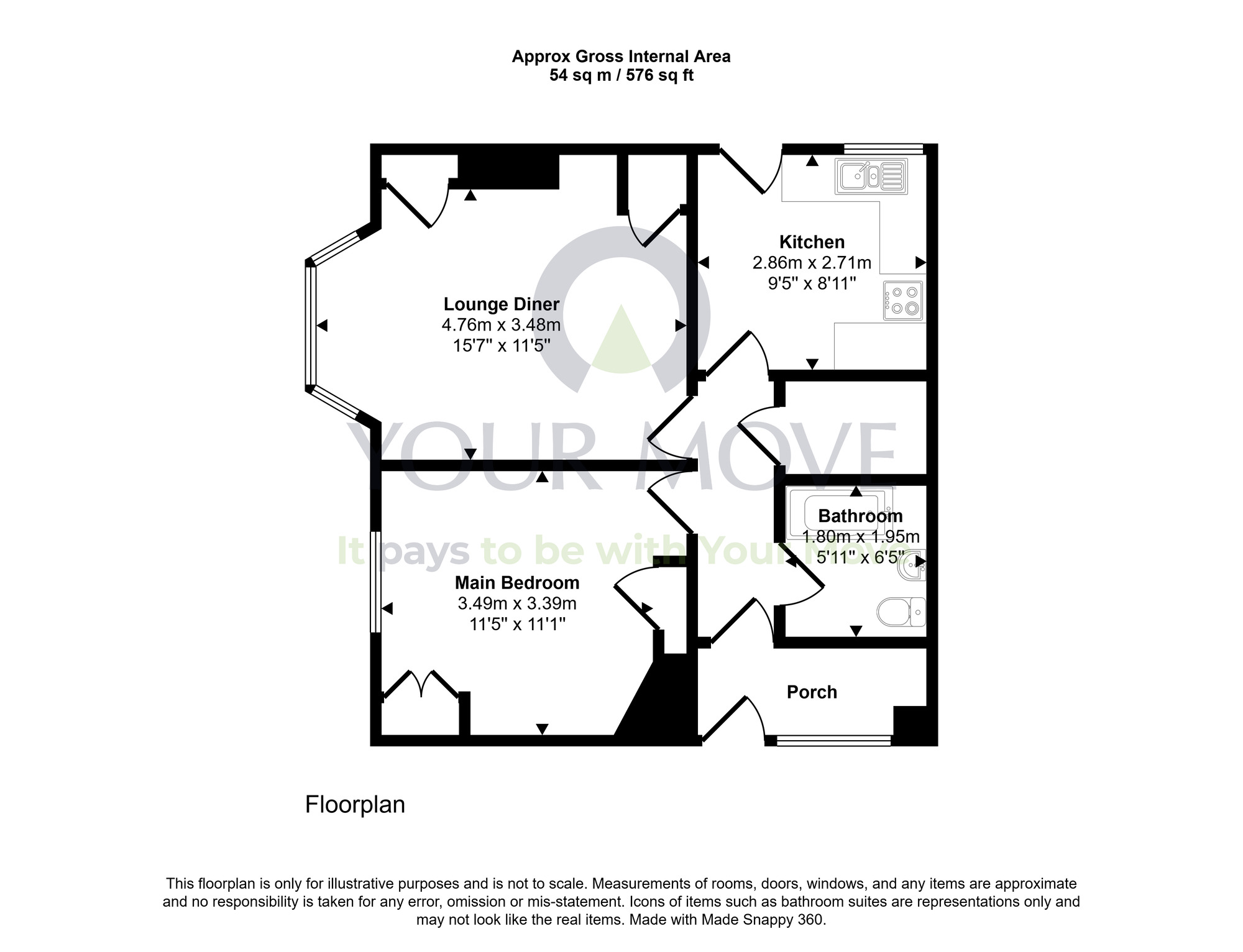 Floorplan of 1 bedroom Flat for sale, Strathmore Place, Montrose, Angus, DD10
