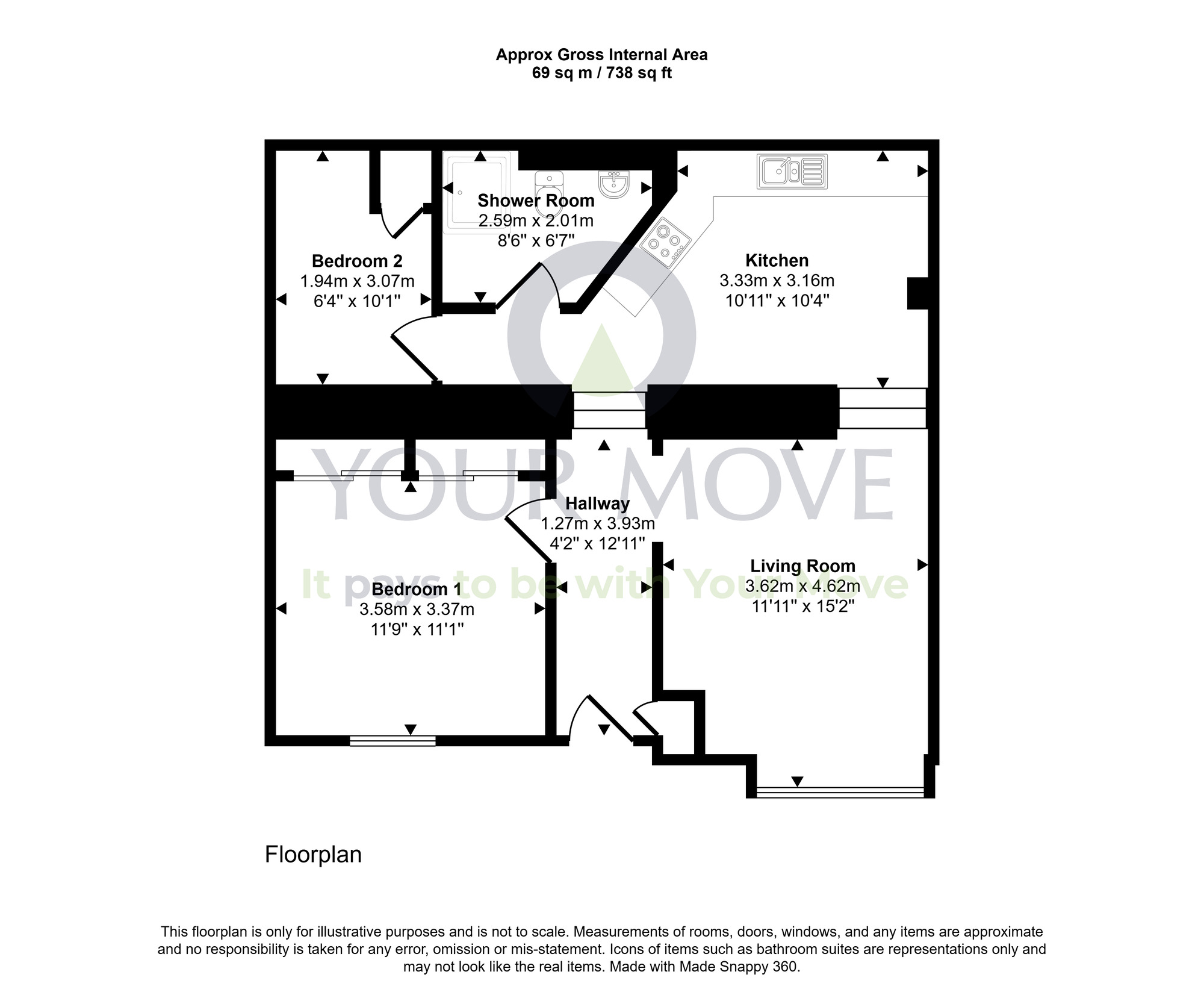 Floorplan of 1 bedroom Flat for sale, Hill Road, Arbroath, Angus, DD11