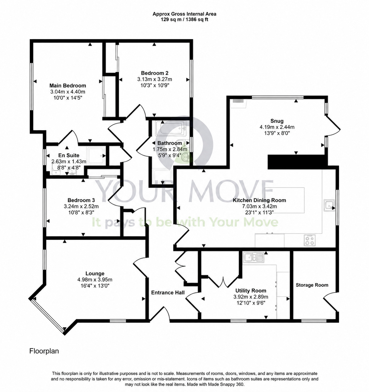 Floorplan of 3 bedroom Detached Bungalow for sale, Milquhanzie Way, Crieff, Perth and Kinross, PH7