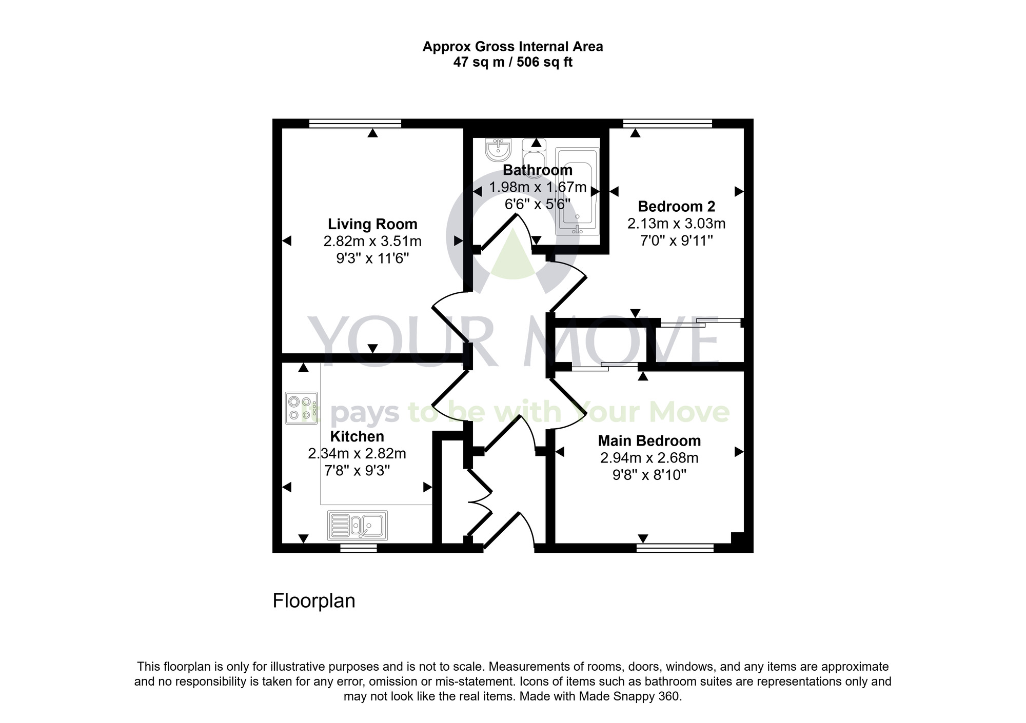 Floorplan of 2 bedroom Flat for sale, Bridge Street, Montrose, Angus, DD10