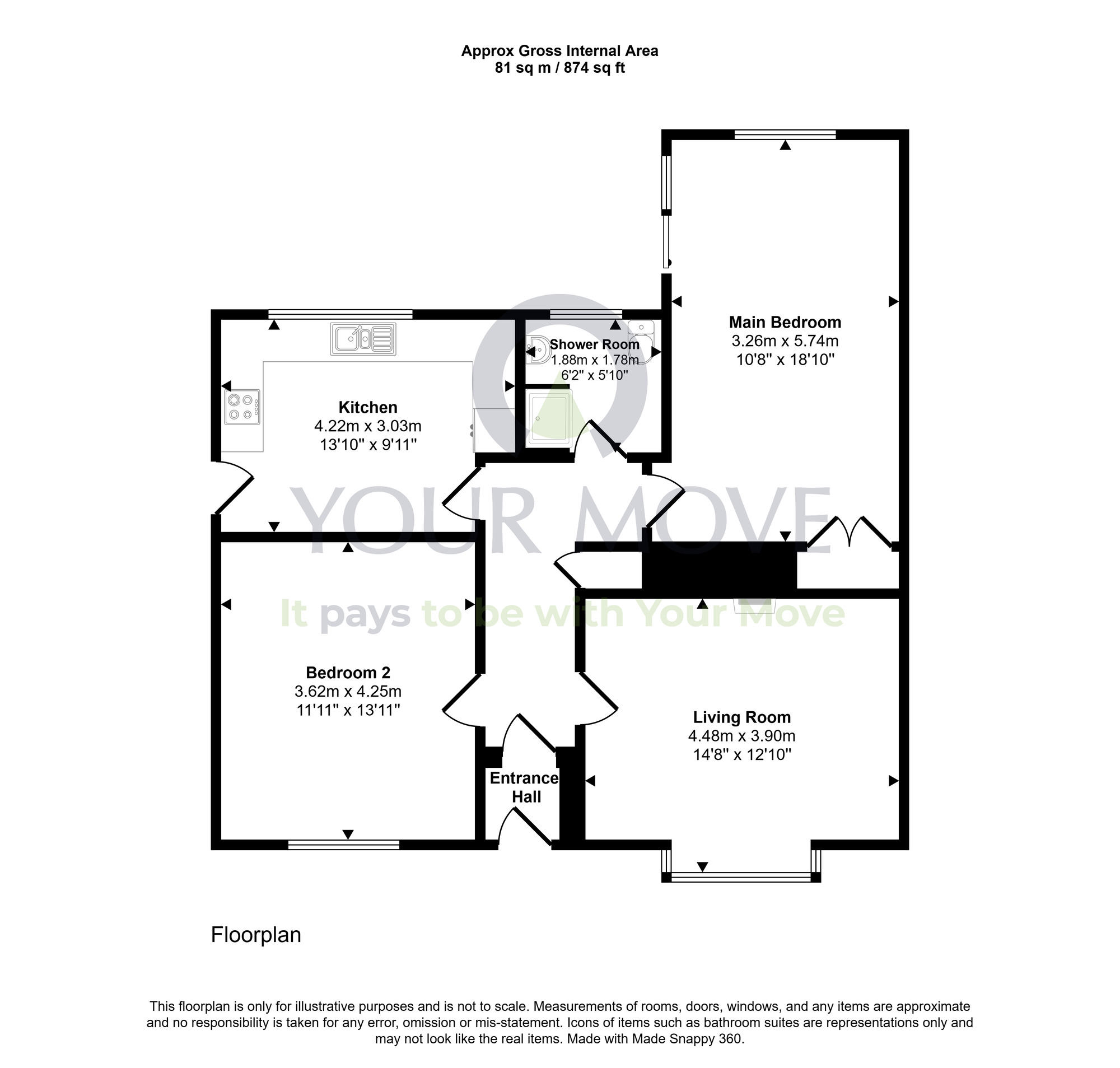 Floorplan of 2 bedroom Detached Bungalow for sale, Redfield Crescent, Montrose, Angus, DD10