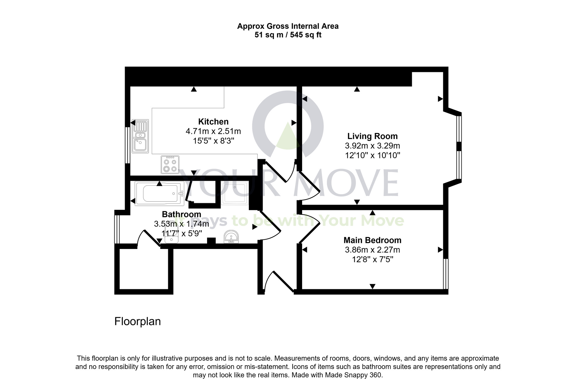 Floorplan of 1 bedroom Flat for sale, Provost Road, Dundee, Angus, DD3