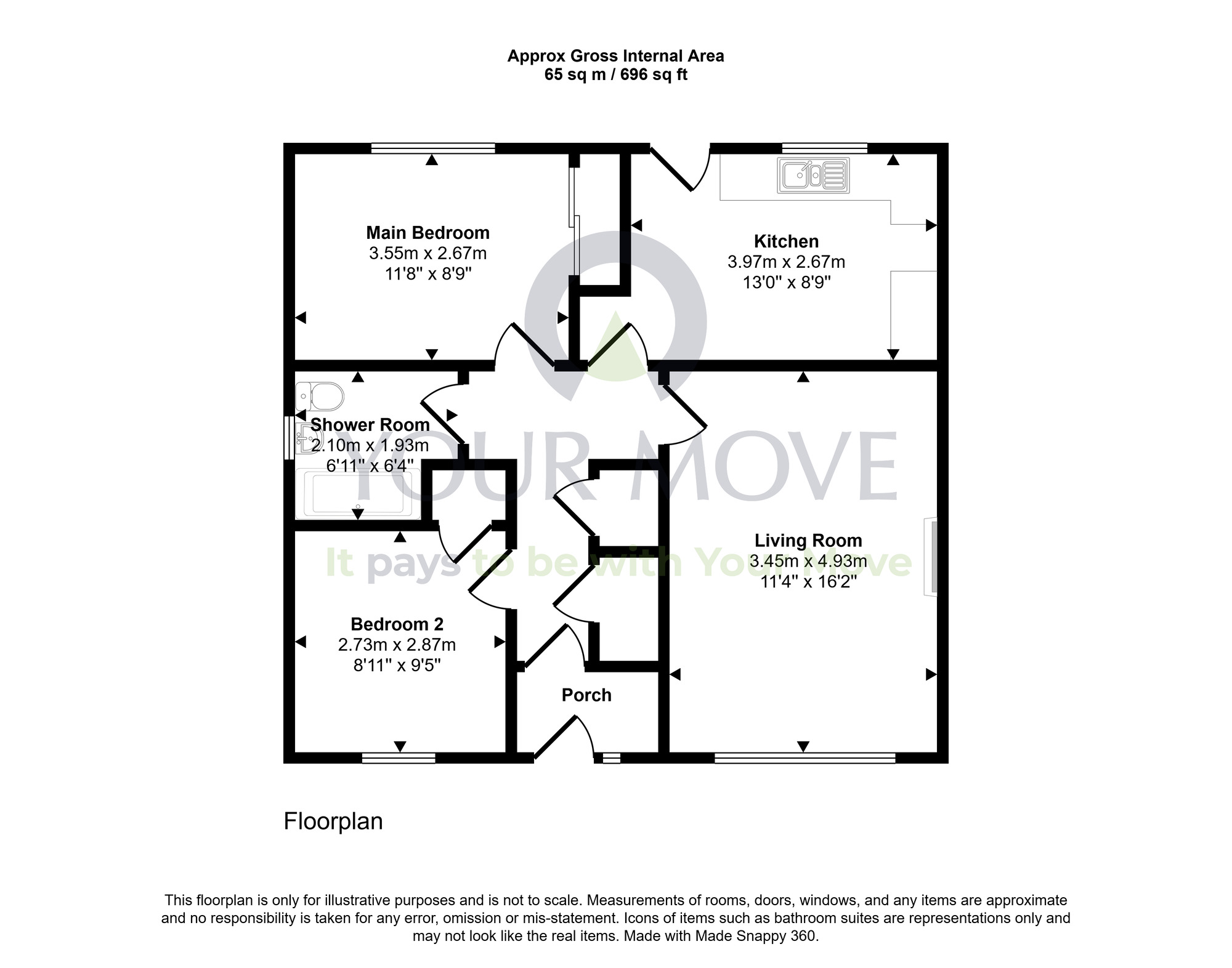 Floorplan of 2 bedroom Detached Bungalow for sale, Sinclair Gardens, Hillside, Angus, DD10