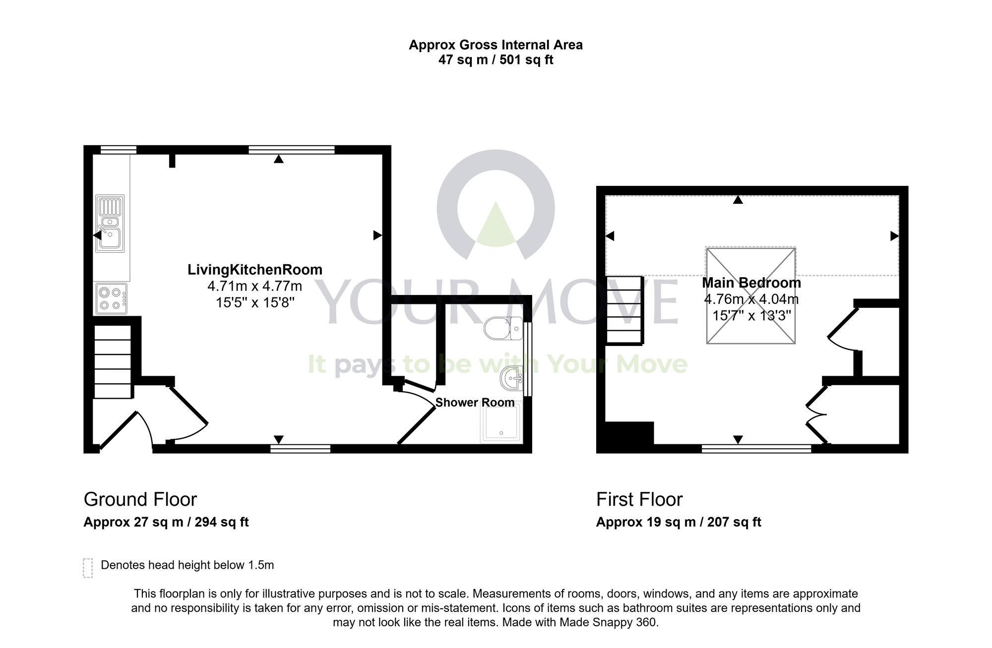 Floorplan of 1 bedroom Mid Terrace House for sale, Victoria Square, Ferryden, Angus, DD10