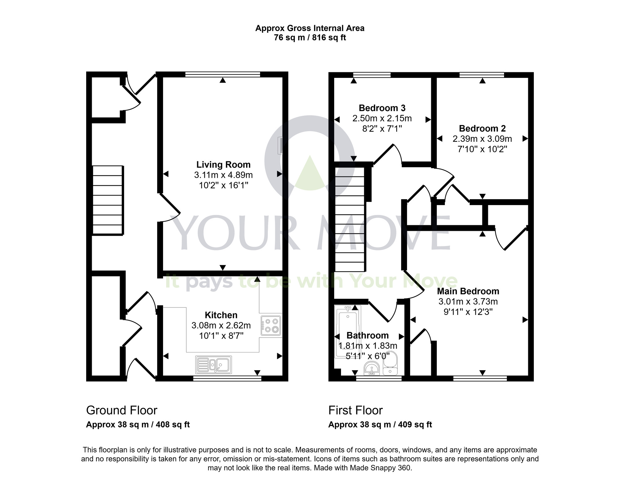 Floorplan of 3 bedroom Mid Terrace House for sale, Coronation Way, Montrose, Angus, DD10