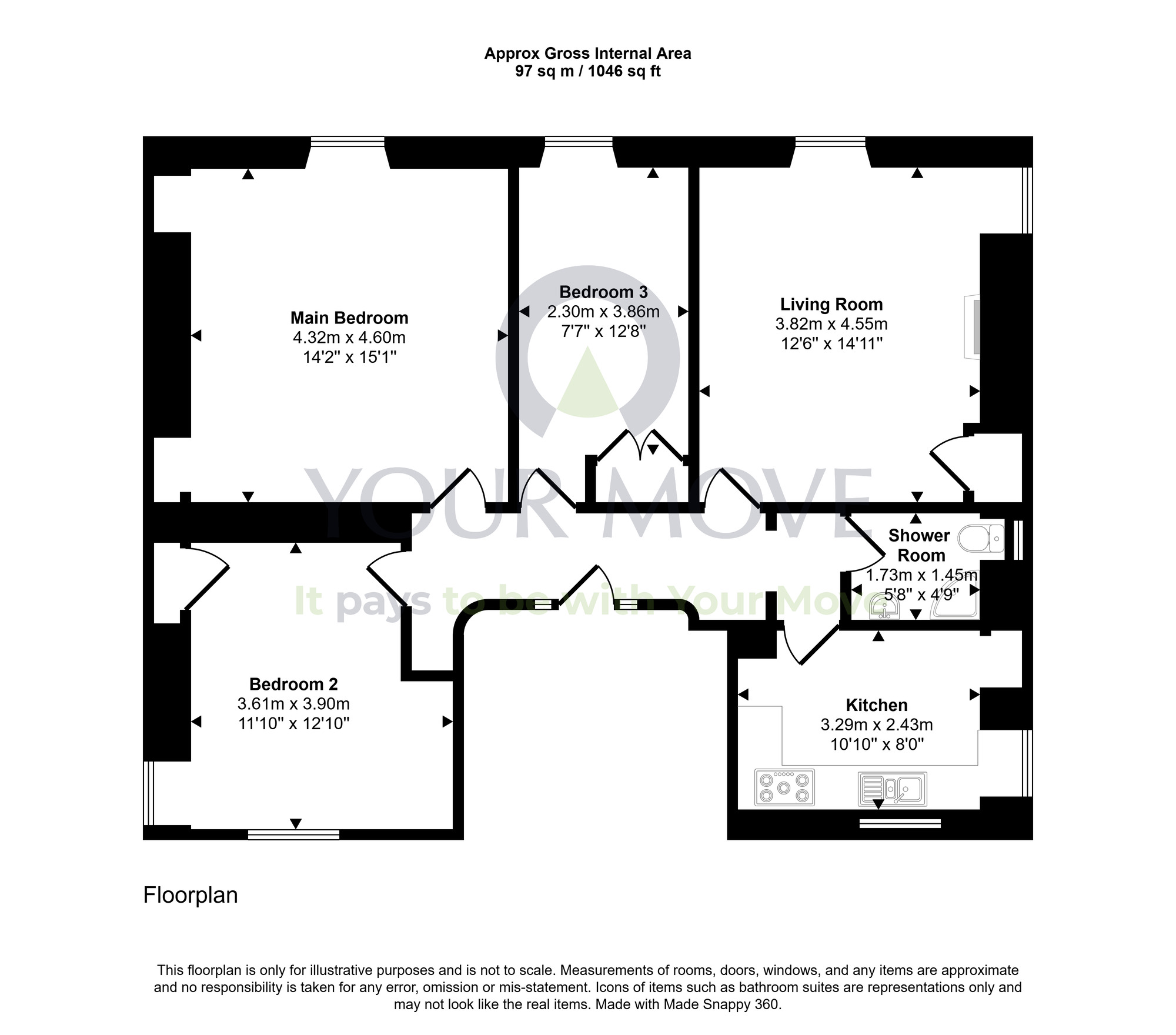 Floorplan of 3 bedroom Flat for sale, Murray Street, Montrose, Angus, DD10