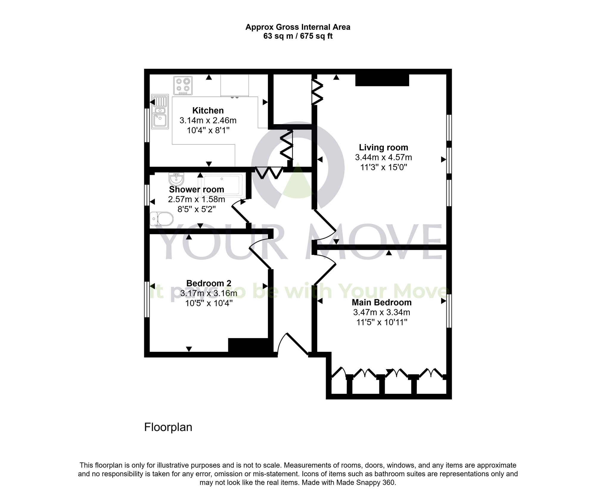 Floorplan of 2 bedroom Flat for sale, Kenmore Terrace, Dundee, Angus, DD3