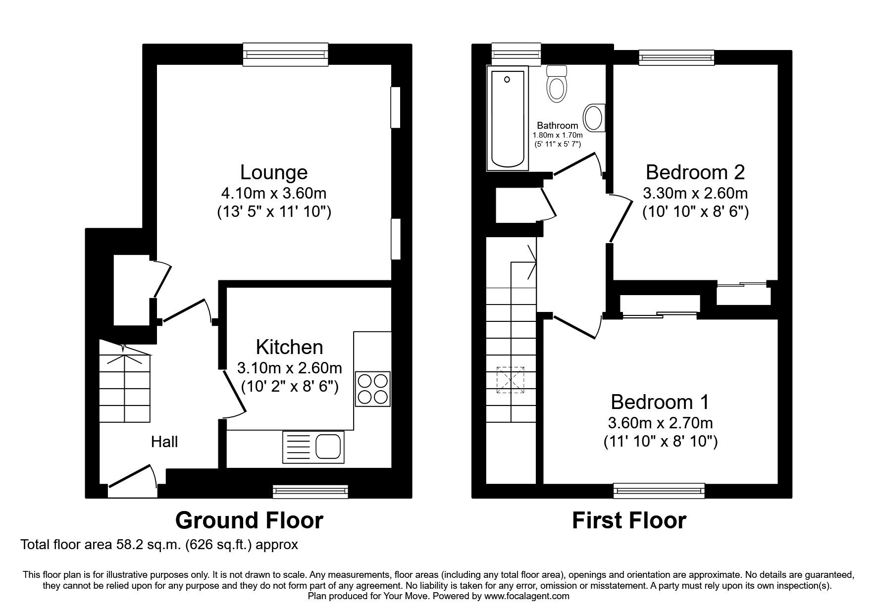 Floorplan of 2 bedroom Flat to rent, India Lane, Montrose, Angus, DD10