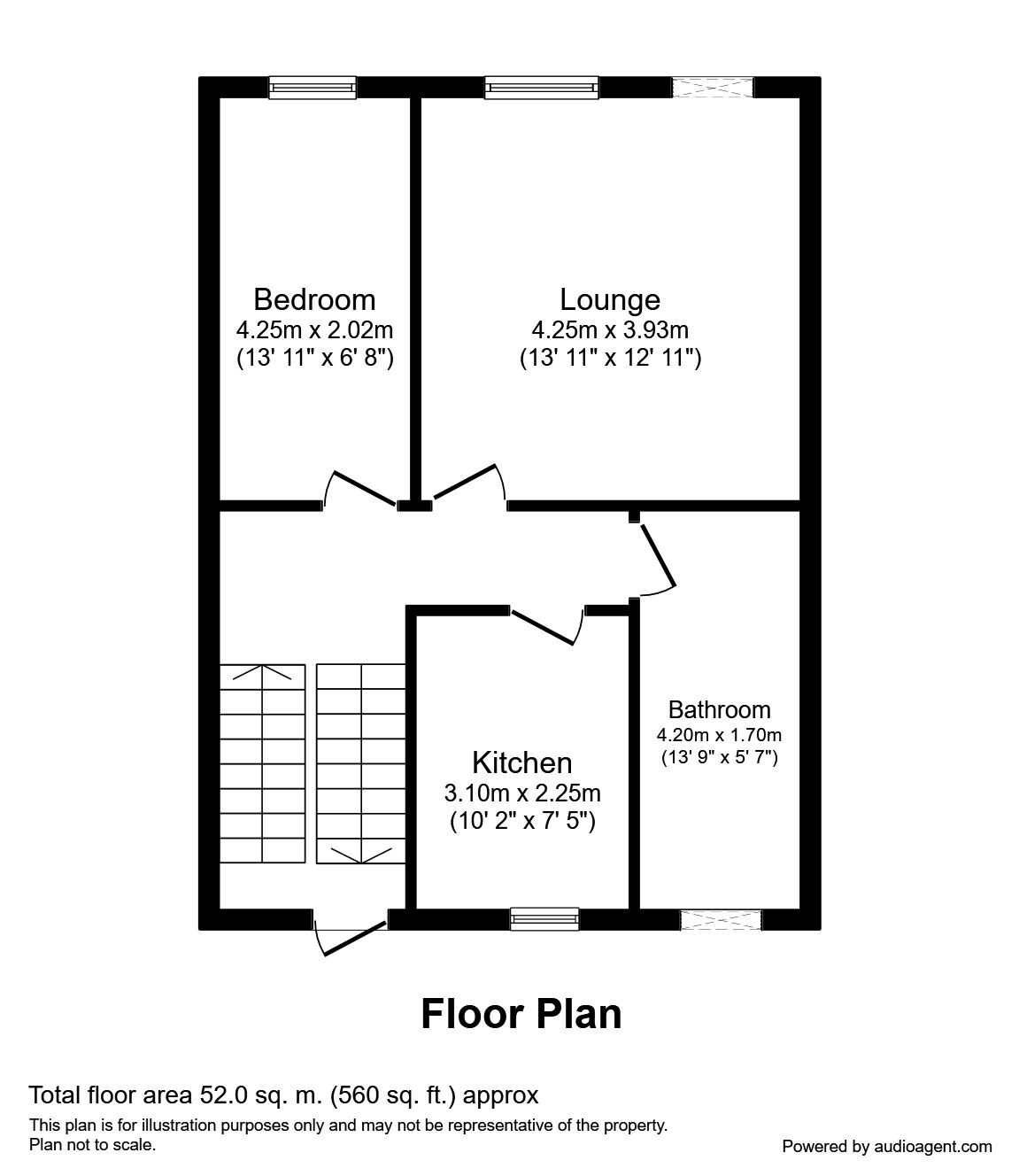 Floorplan of 1 bedroom Flat to rent, Moor View Terrace, Plymouth, Devon, PL4