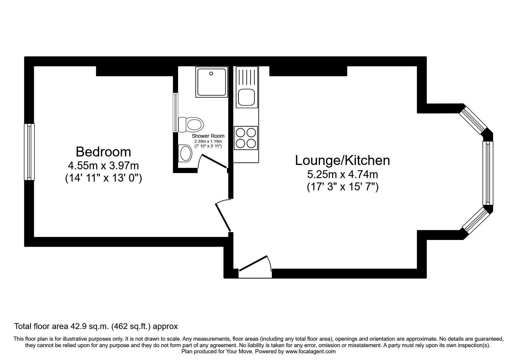 Floorplan of 1 bedroom  Flat to rent, St. Leo Place, Plymouth, PL2