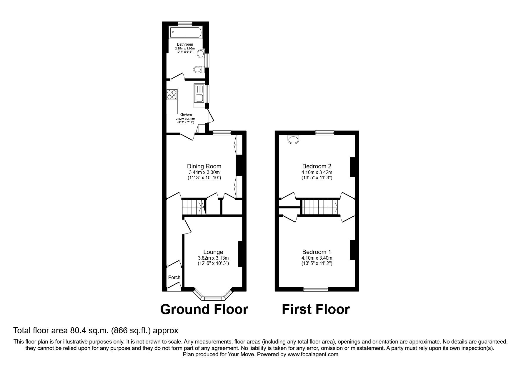 Floorplan of 2 bedroom Mid Terrace House to rent, Craigmore Avenue, Plymouth, PL2