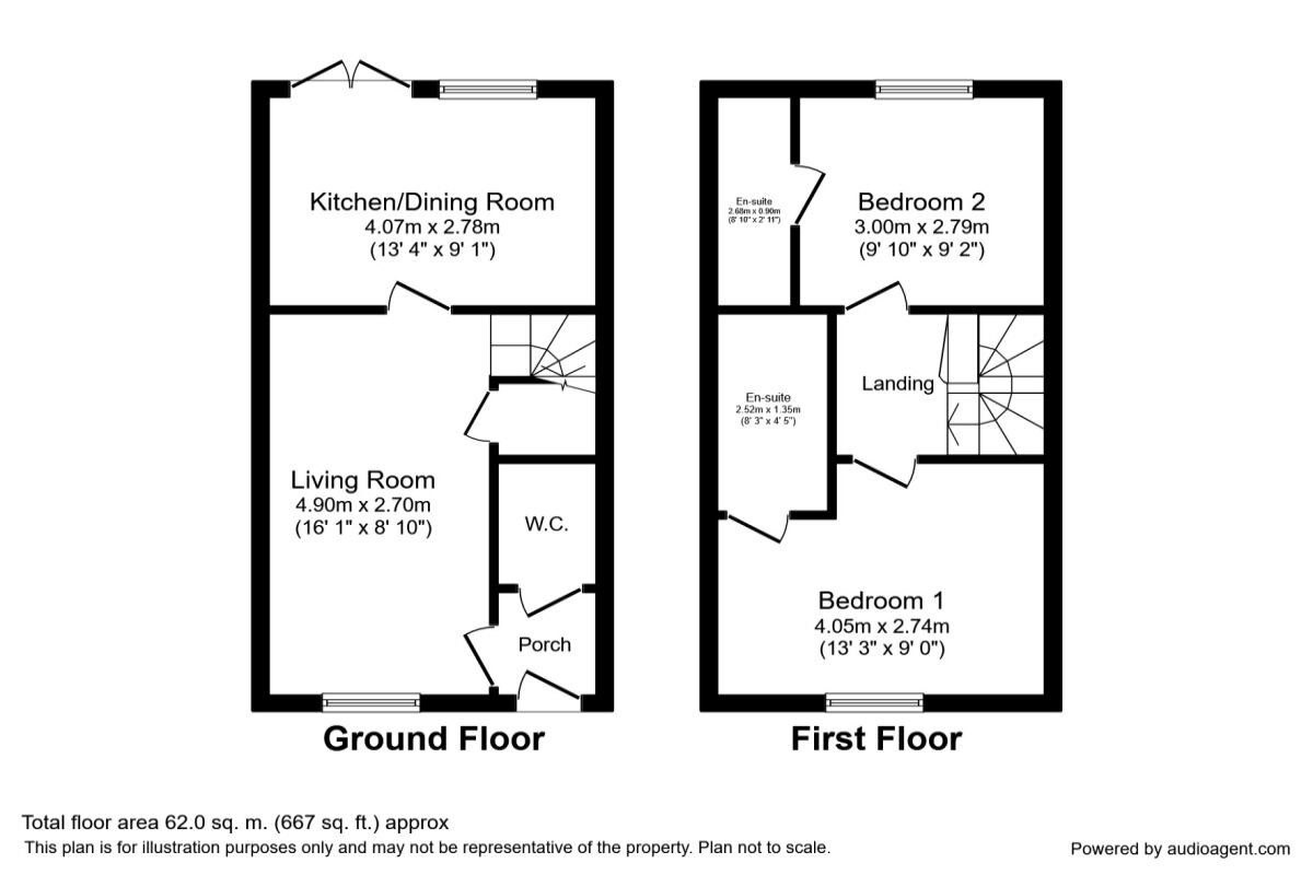 Floorplan of 2 bedroom Mid Terrace House to rent, Brymon Way, Plymouth, PL6