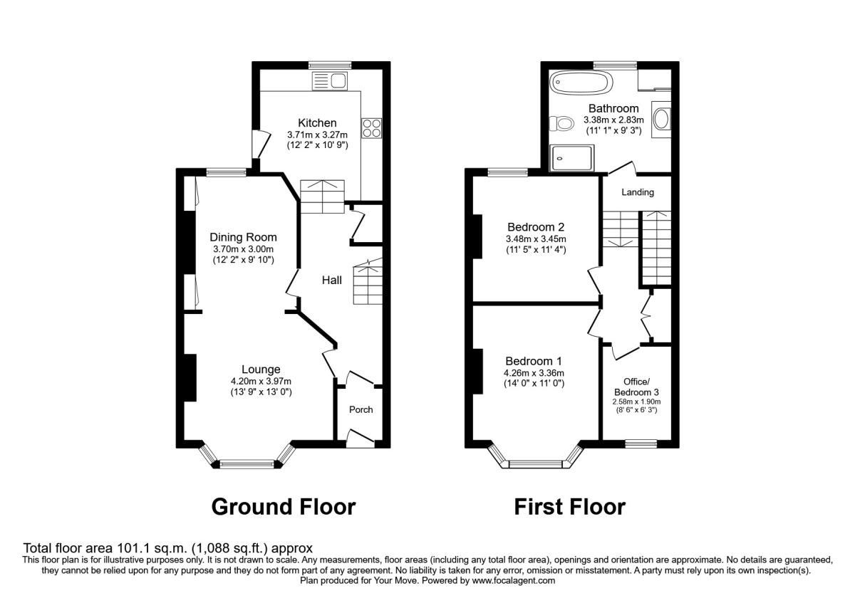 Floorplan of 3 bedroom Mid Terrace House to rent, Knighton Road, Plymouth, PL4