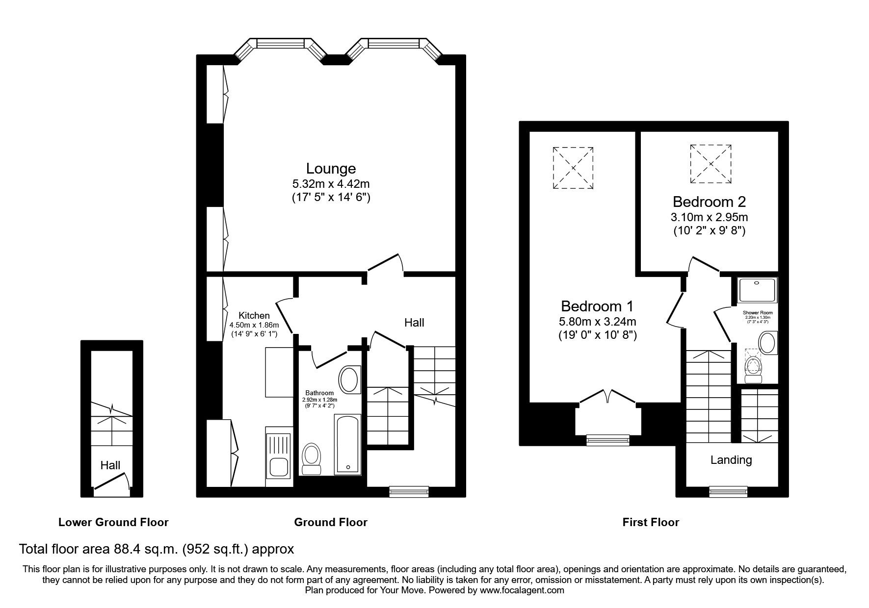 Floorplan of 2 bedroom Flat to rent, Molesworth Road, Stoke, Devon, PL1