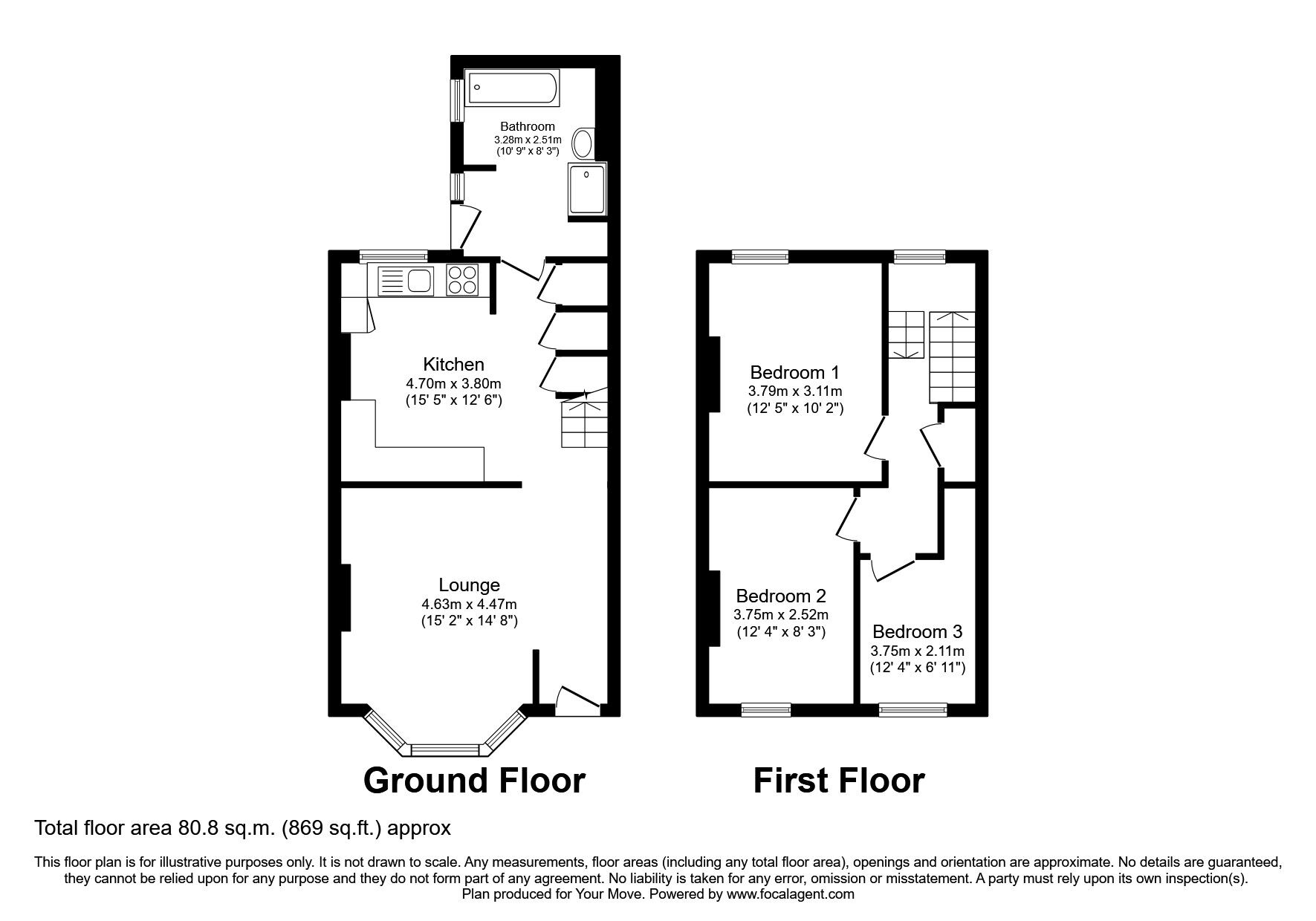 Floorplan of 3 bedroom Mid Terrace House to rent, Renown Street, Plymouth, Devon, PL2