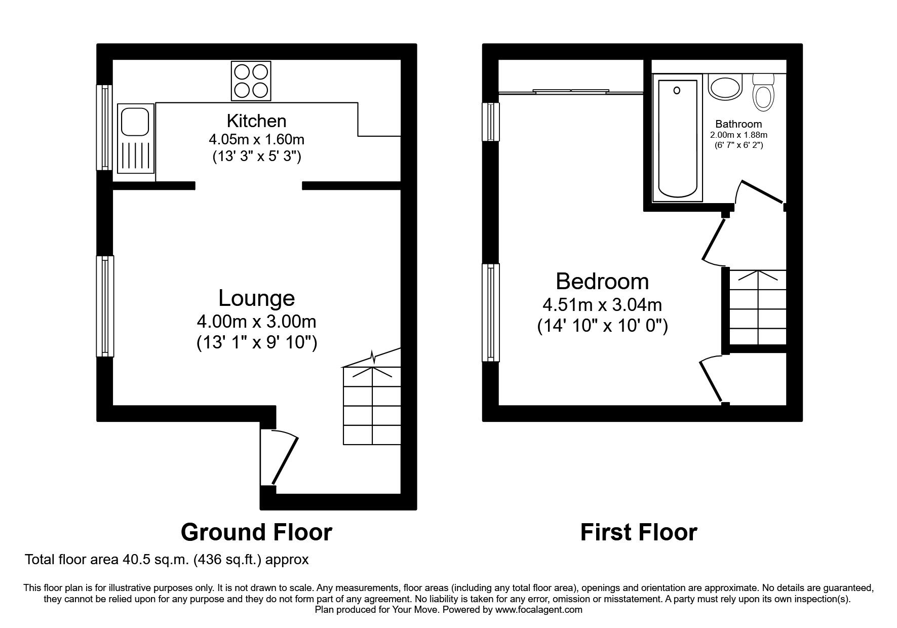 Floorplan of 1 bedroom End Terrace House to rent, Holmer Down, Plymouth, Devon, PL6