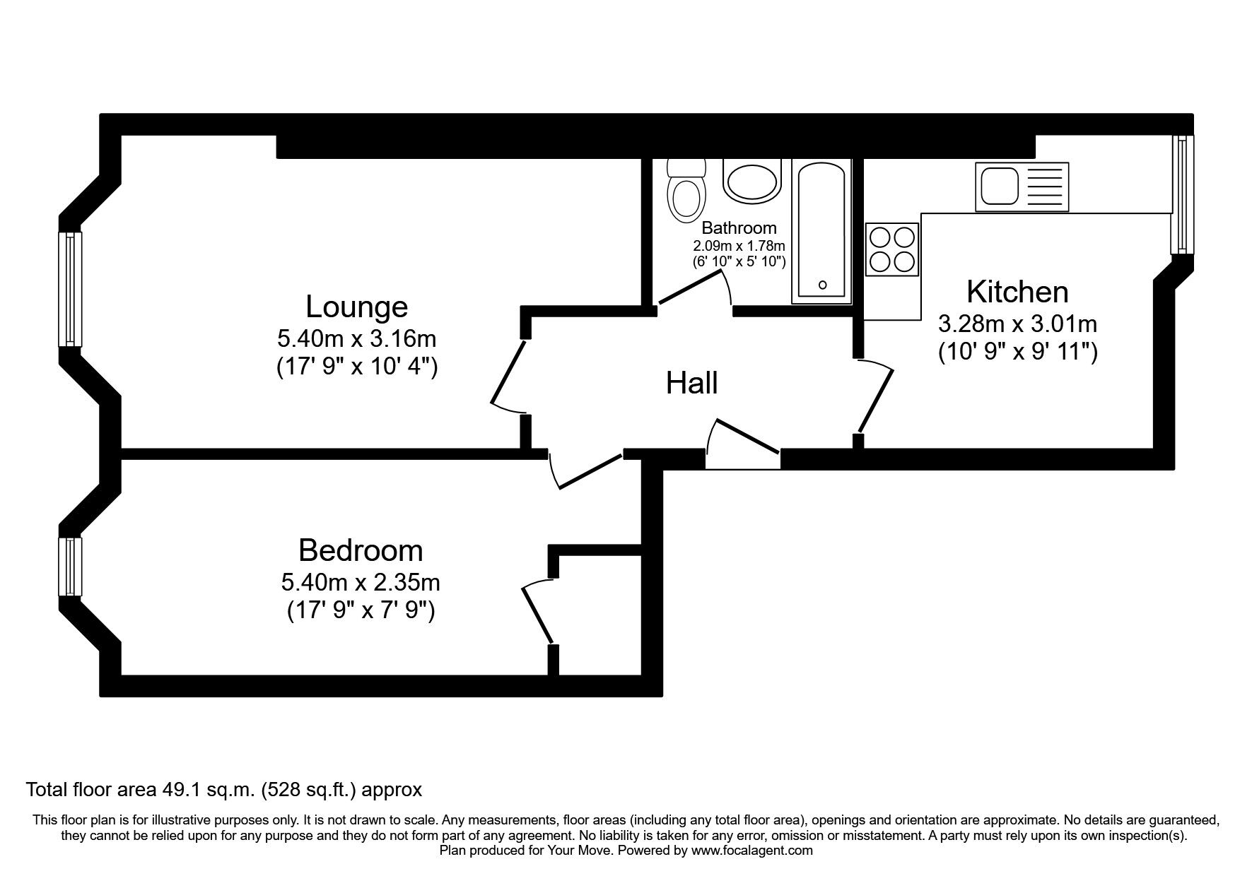Floorplan of 1 bedroom  Flat to rent, Holyrood Place, Plymouth, Devon, PL1