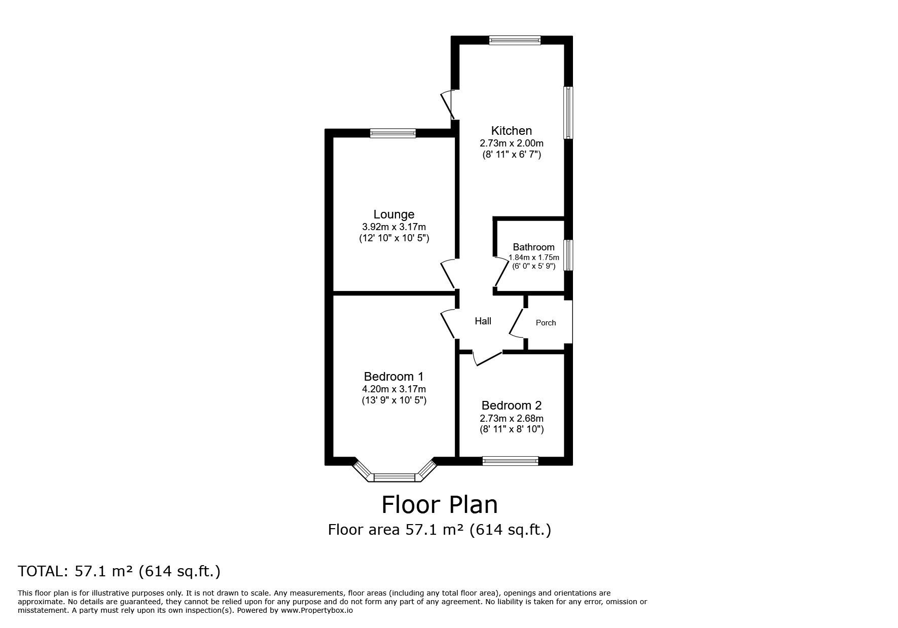 Floorplan of 2 bedroom Semi Detached Bungalow for sale, Villiers Close, Plymouth, Devon, PL9
