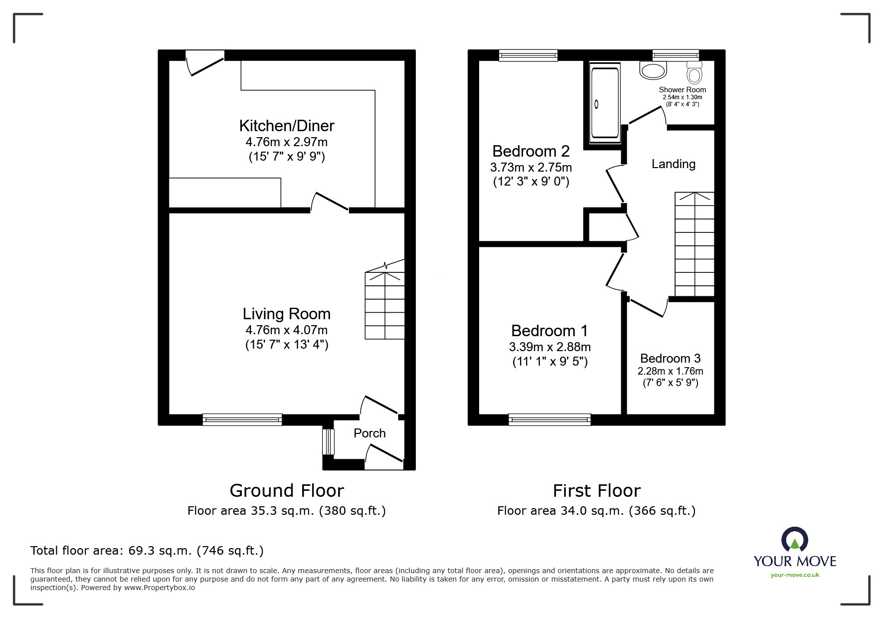 Floorplan of 3 bedroom Mid Terrace House for sale, Highfield Close, Plymouth, Devon, PL3