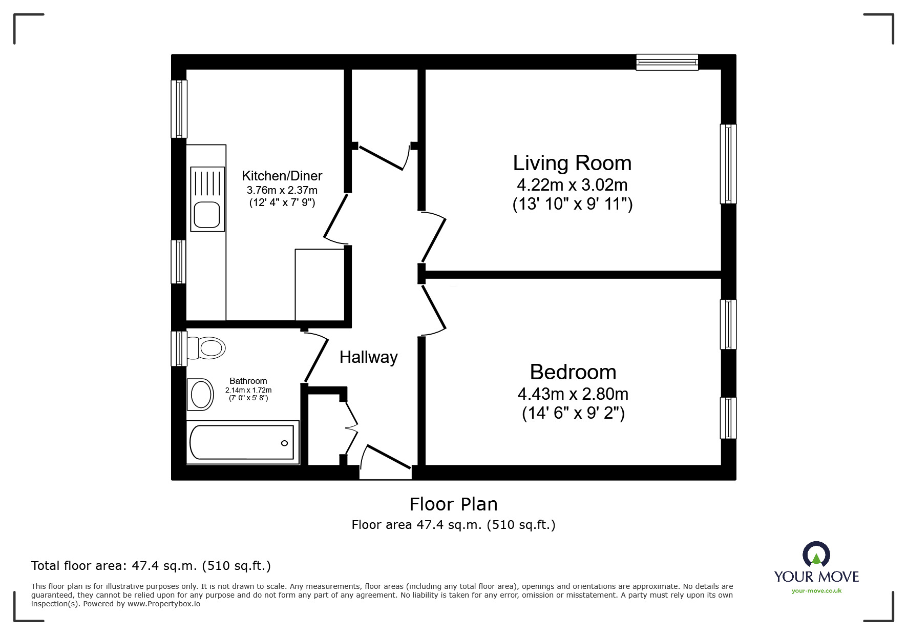 Floorplan of 1 bedroom  Flat for sale, Stillman Street, Plymouth, Devon, PL4
