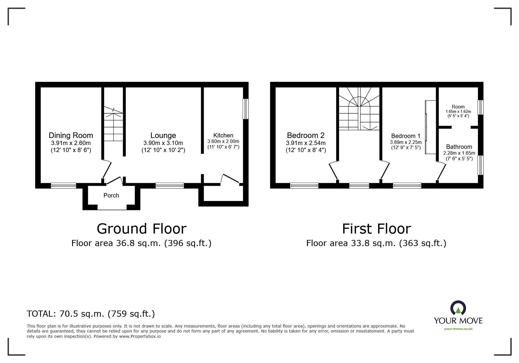 Floorplan of 2 bedroom End Terrace House for sale, Moor View, Laira, Devon, PL3