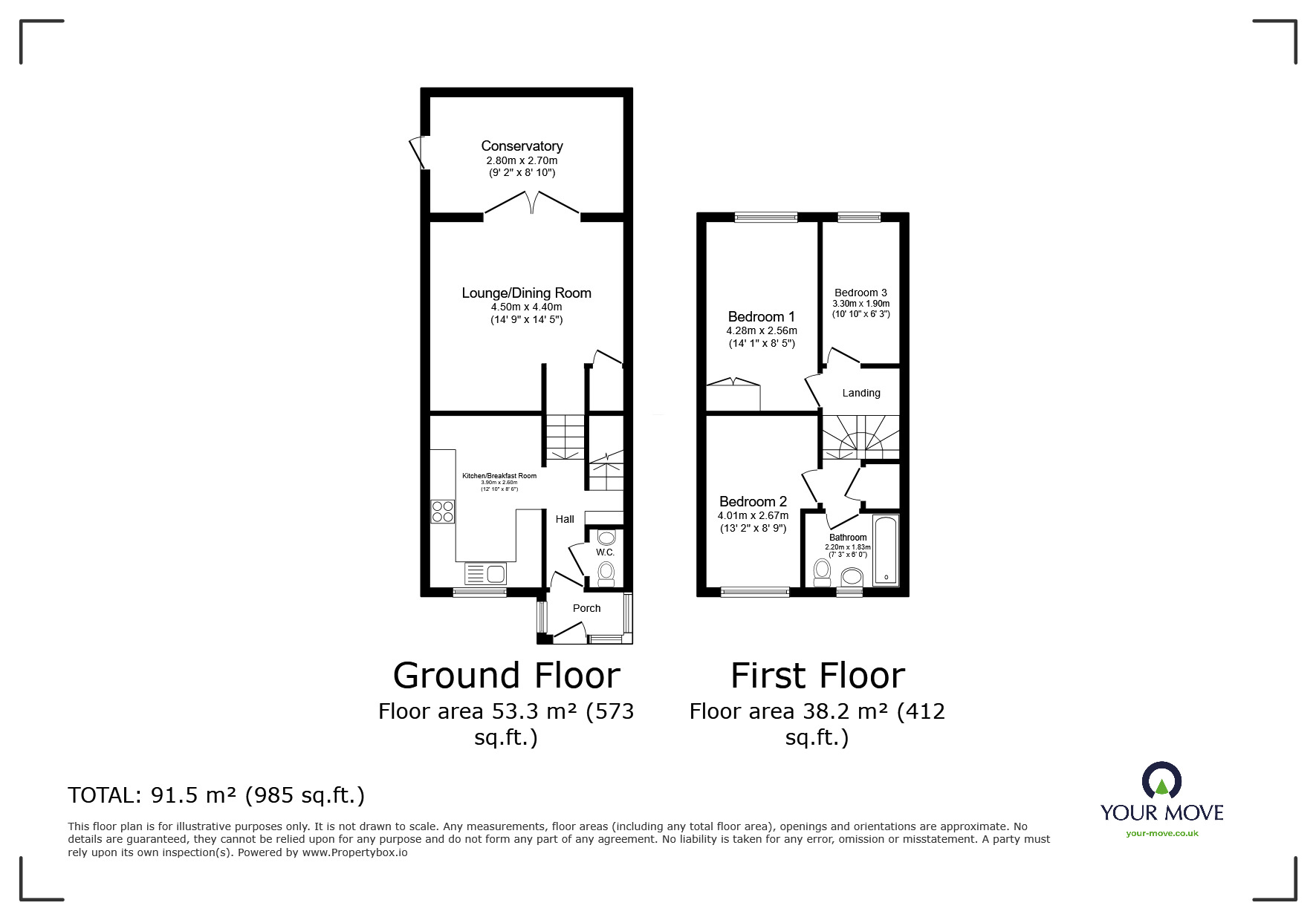 Floorplan of 3 bedroom End Terrace House for sale, Cooban Court, Plymouth, PL6