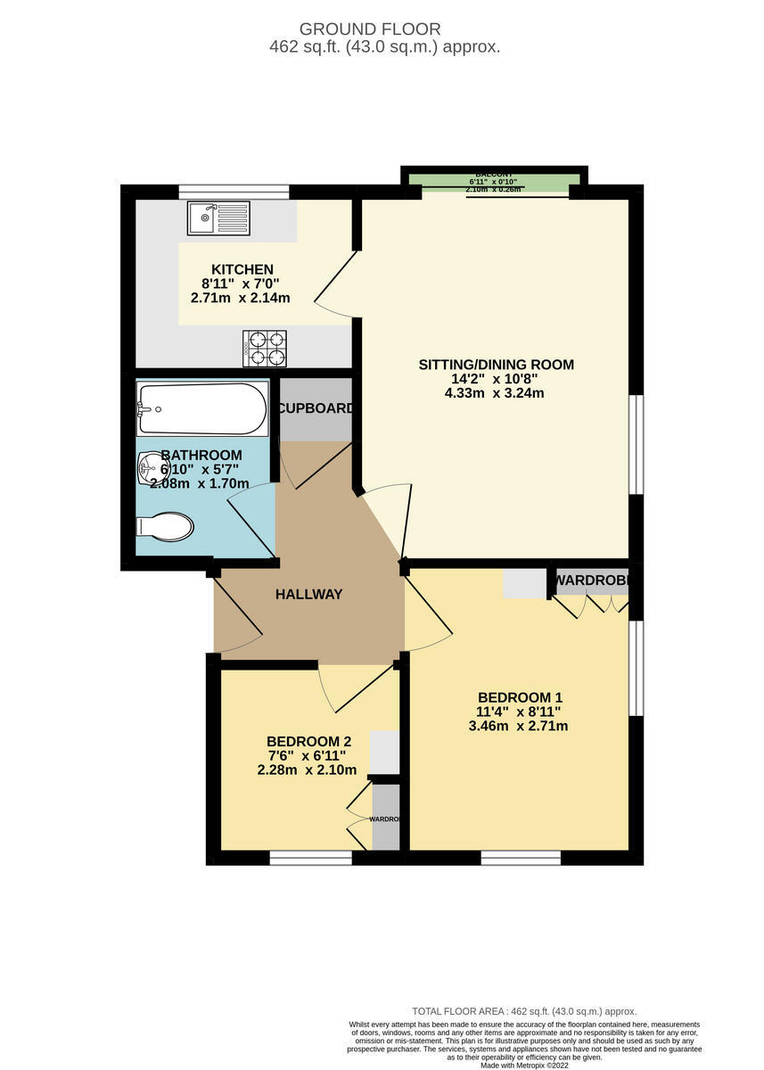 Floorplan of 2 bedroom  Flat for sale, The Limes, Plymouth, Devon, PL6