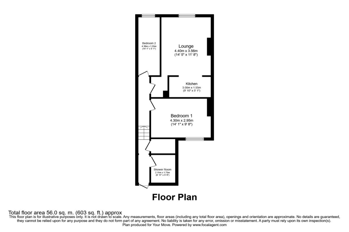 Floorplan of 2 bedroom  Flat for sale, Percy Terrace, Plymouth, Devon, PL4