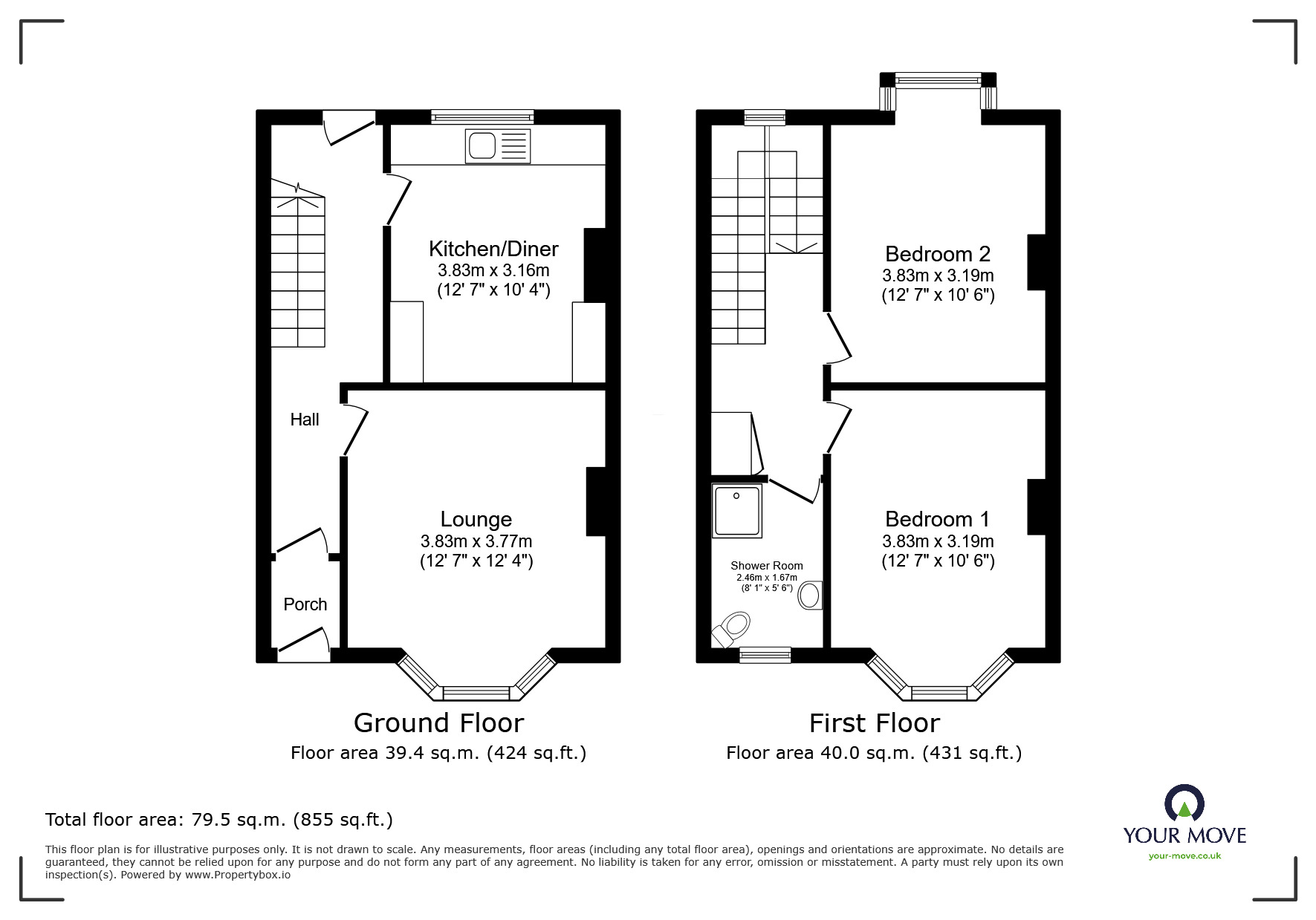 Floorplan of 2 bedroom Mid Terrace House for sale, Durham Avenue, Plymouth, Devon, PL4