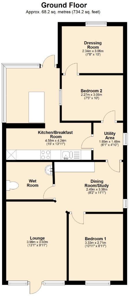 Floorplan of 2 bedroom Semi Detached Bungalow for sale, Laira Park Road, Plymouth, Devon, PL4