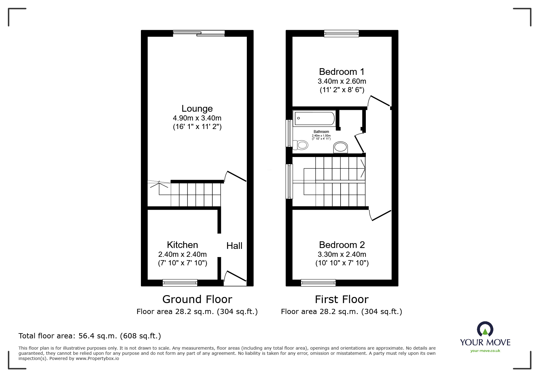 Floorplan of 2 bedroom End Terrace House for sale, Coombe Way, Plymouth, Devon, PL5