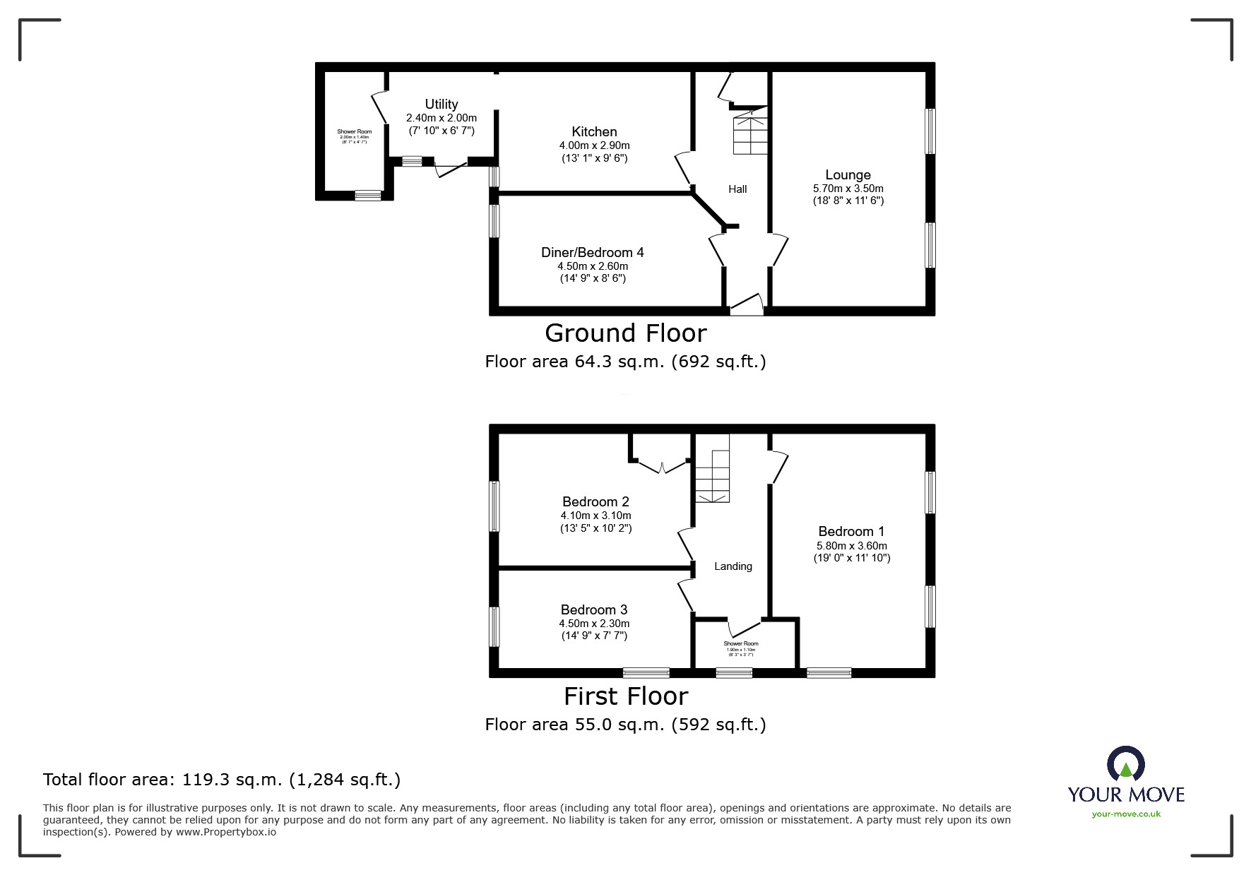 Floorplan of 4 bedroom End Terrace House for sale, Knighton Road, Plymouth, Devon, PL4