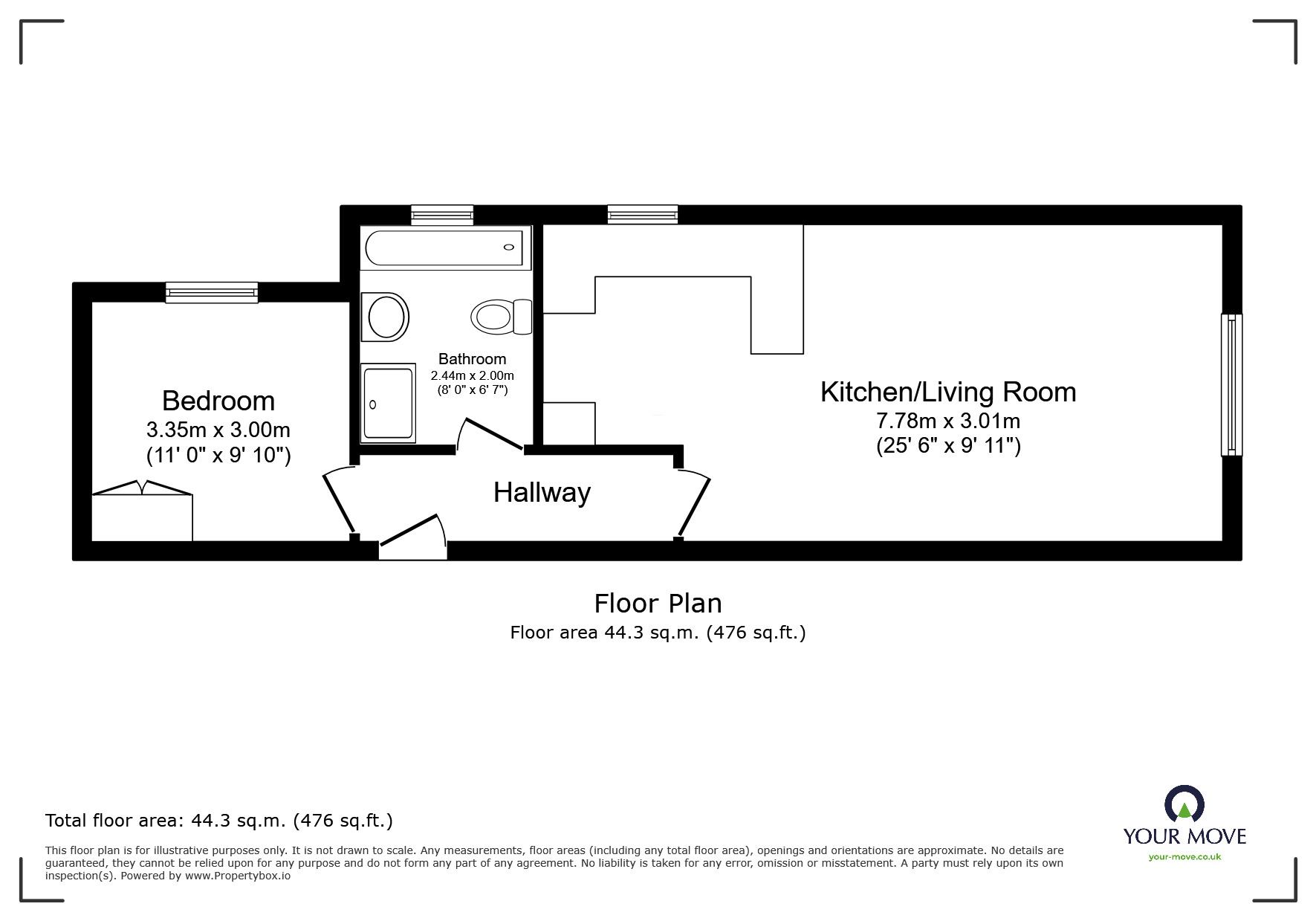Floorplan of 1 bedroom  Flat for sale, Hawkers Avenue, Plymouth, Devon, PL4
