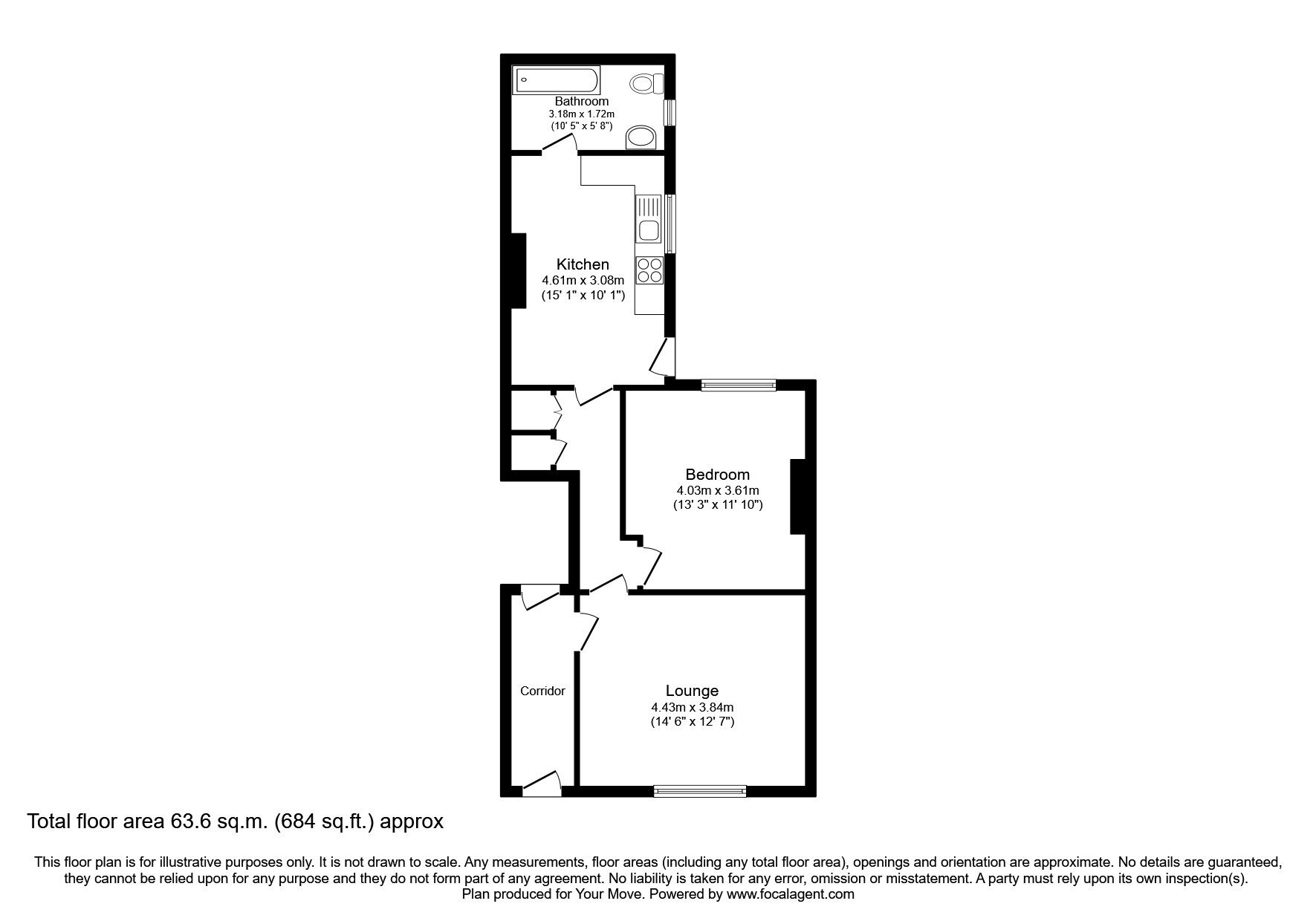 Floorplan of 1 bedroom  Flat for sale, Bayswater Road, Plymouth, Devon, PL1