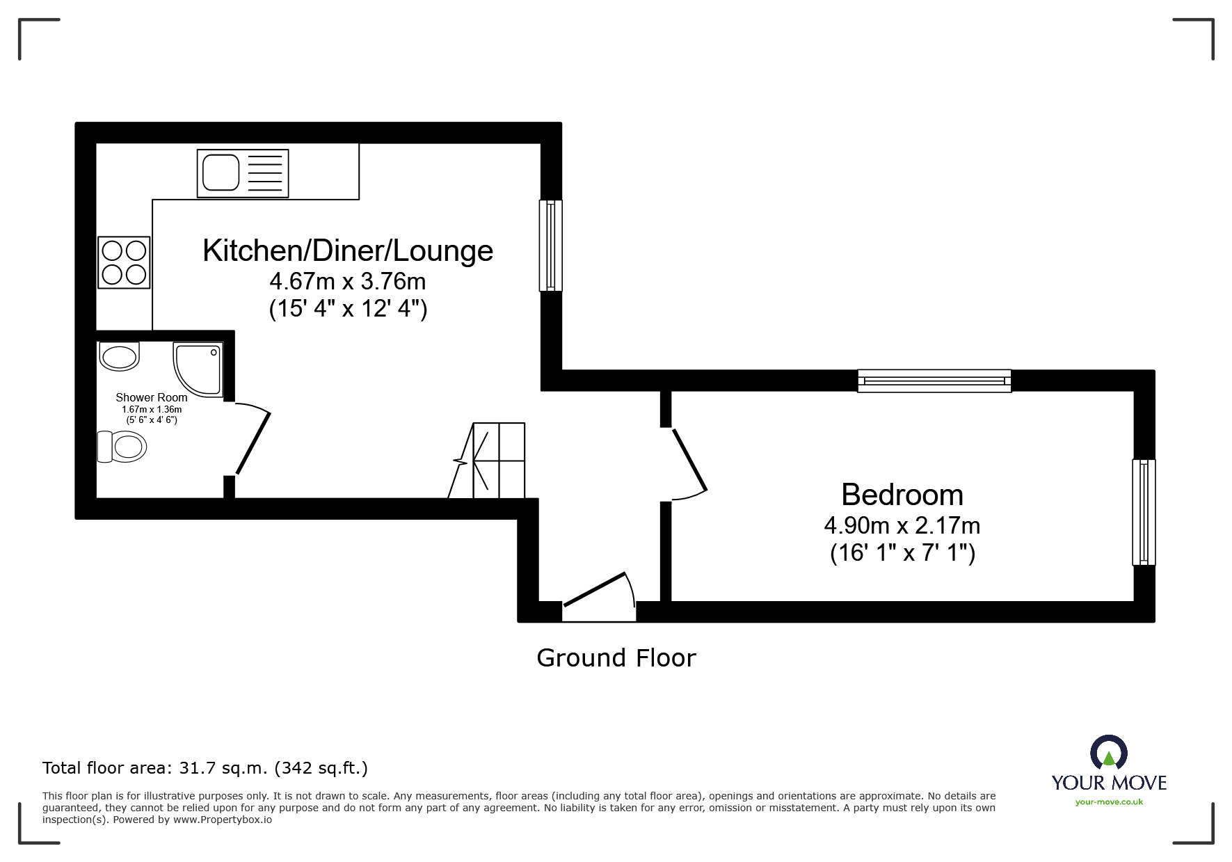 Floorplan of 1 bedroom Flat for sale, Connaught Avenue, Plymouth, Devon, PL4