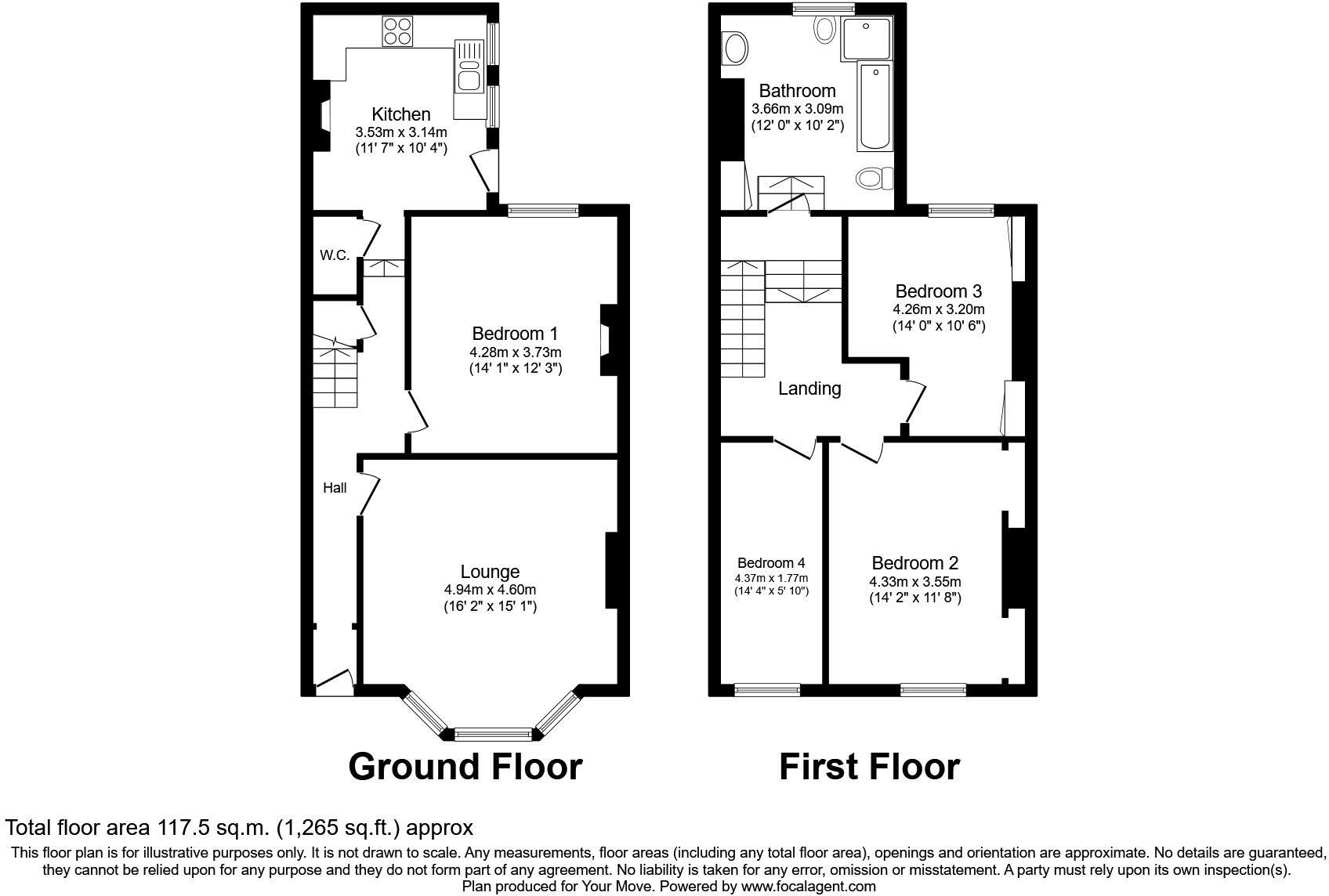 Floorplan of 4 bedroom Mid Terrace House for sale, Furzehill Road, Plymouth, Devon, PL4