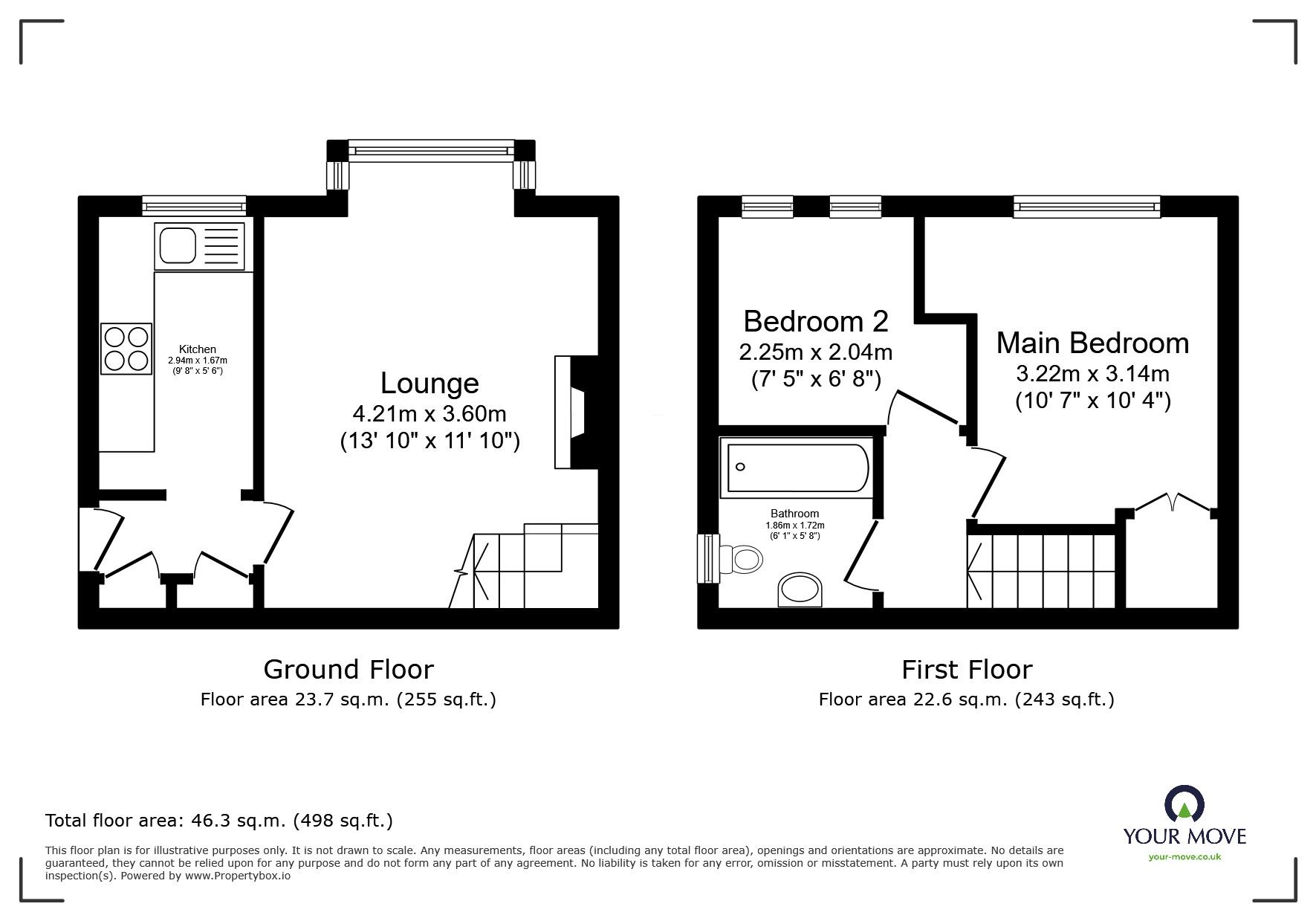 Floorplan of 2 bedroom End Terrace House for sale, Hosford Close, Plymouth, Devon, PL9