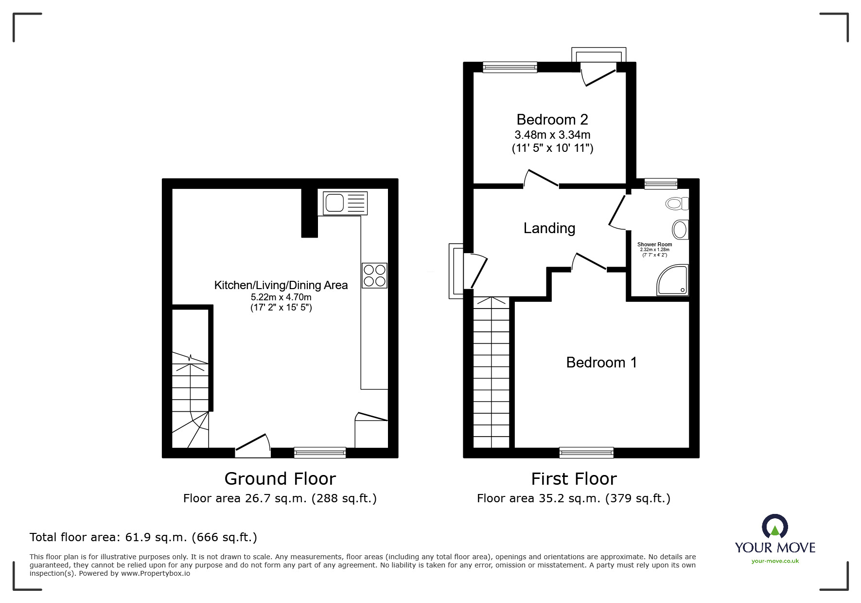 Floorplan of 2 bedroom Semi Detached House for sale, Billacombe Road, Plymouth, Devon, PL9