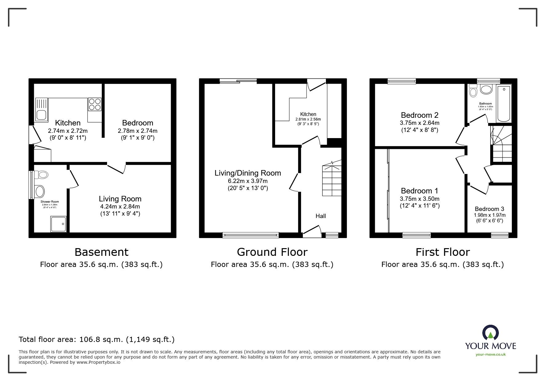 Floorplan of 4 bedroom Mid Terrace House for sale, Ashford Crescent, Plymouth, Devon, PL3