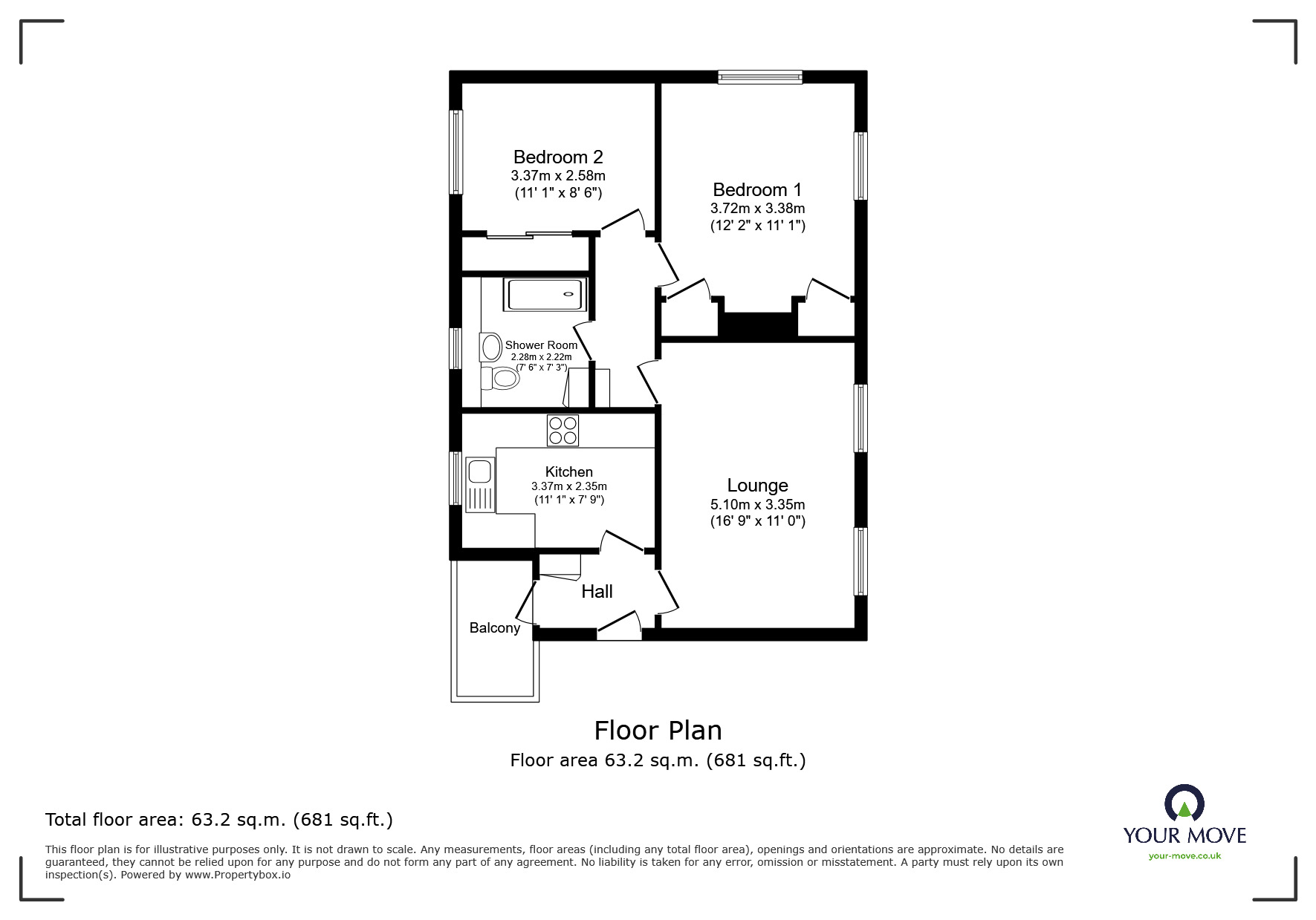 Floorplan of 2 bedroom Flat for sale, Lipstone Crescent, Plymouth, Devon, PL4